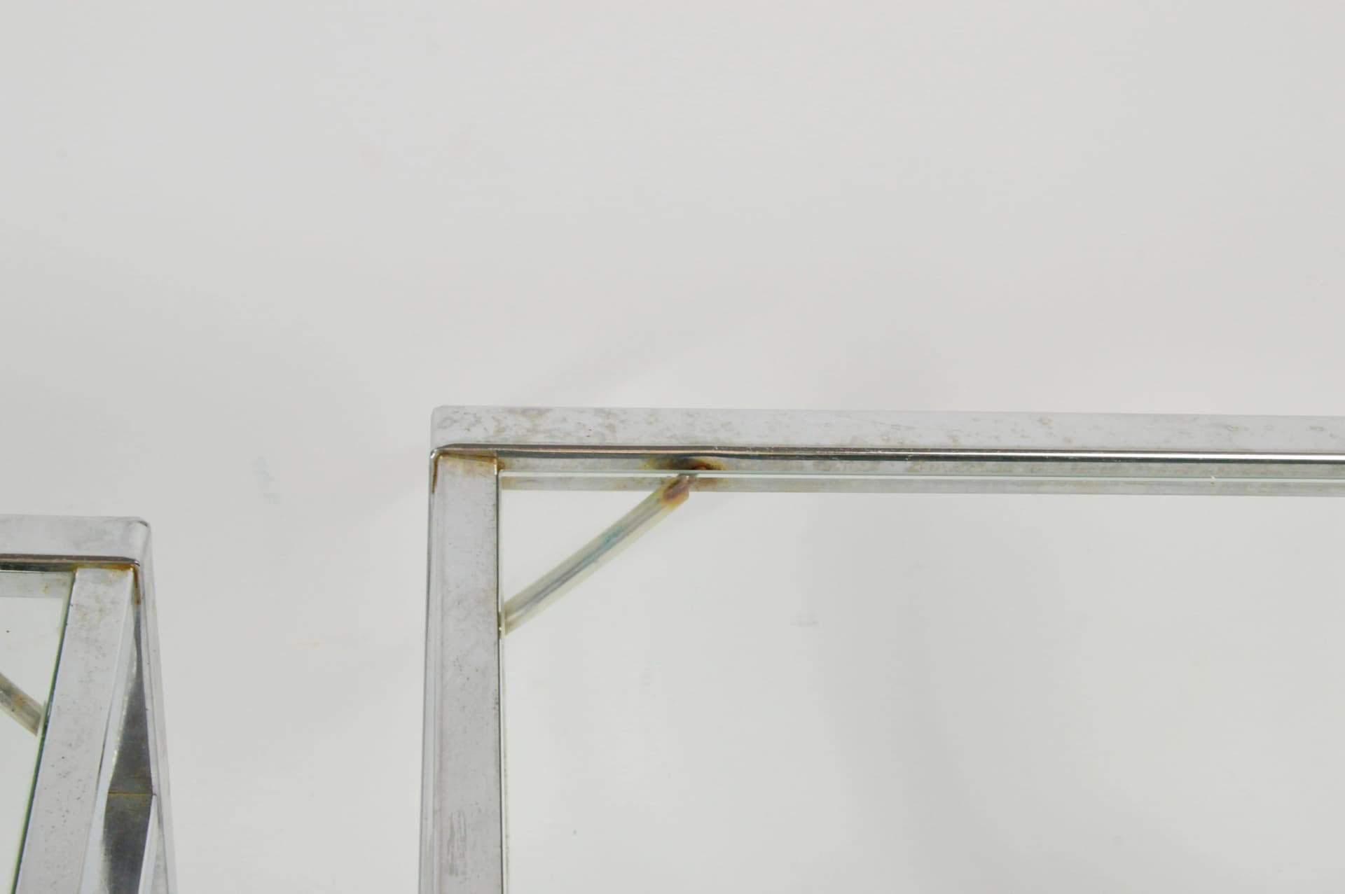 Set of Coffee Tables, Clear Glass, Chromed Steel, Poland, 1970s. - 83972