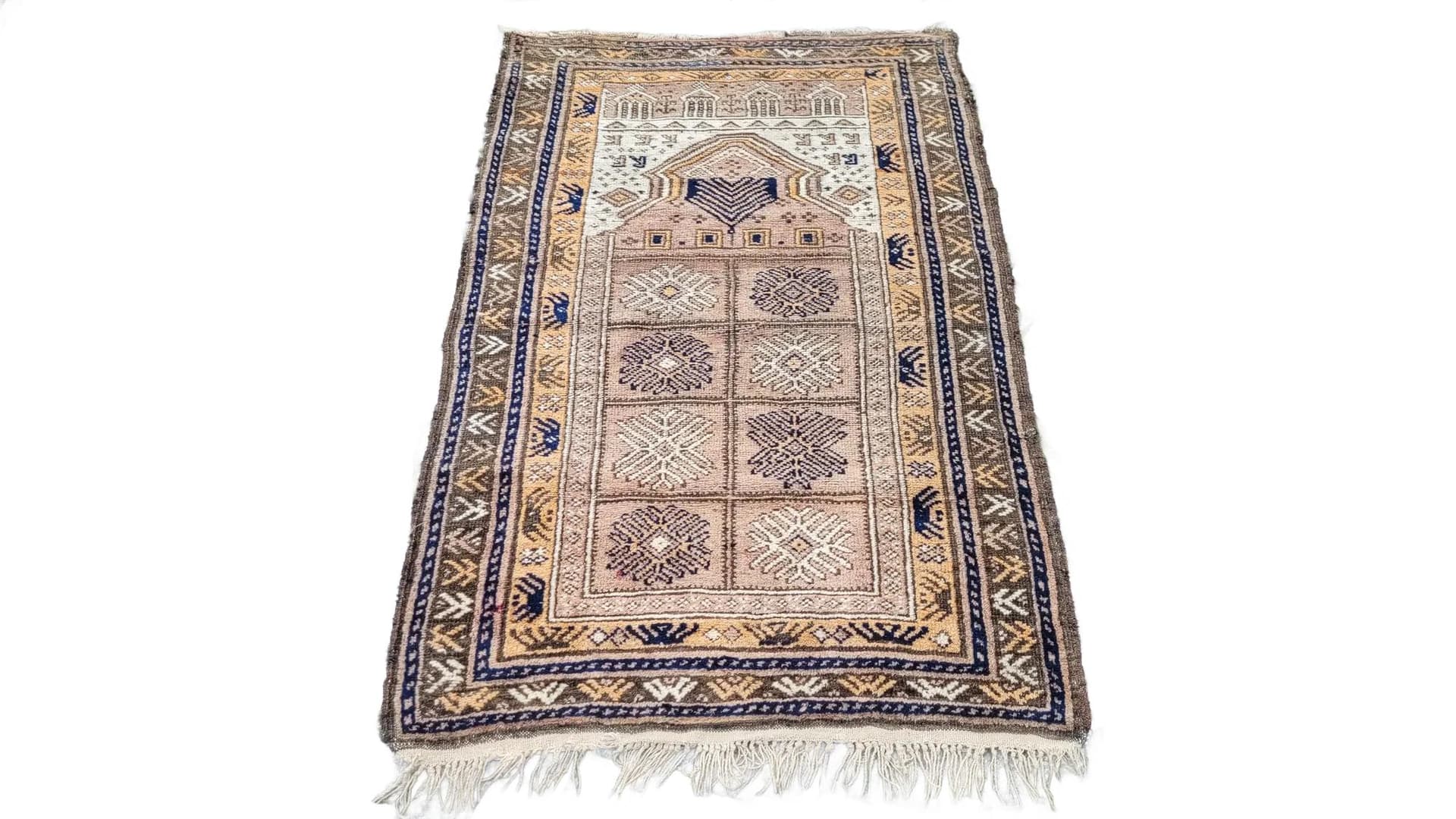 Dywan Beluch, 88x142 cm, beżowy, wełna, Afganistan, pocz. XX w.