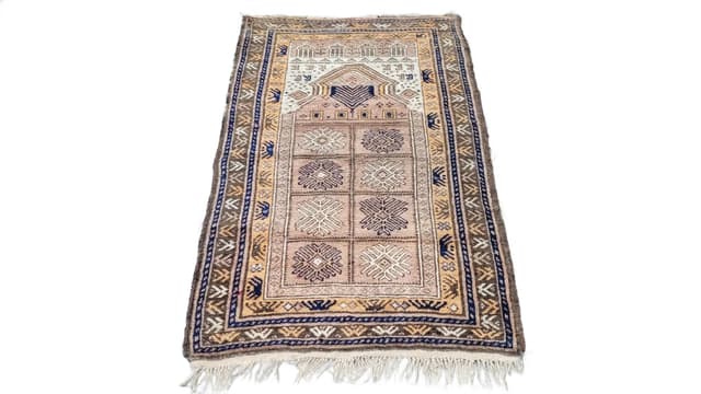 Dywan Beluch, 88x142 cm, beżowy, wełna, Afganistan, pocz. XX w. - WYMIARY