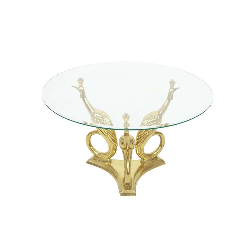 Coffee Table Hollywood Regency, golden brass, glass, 1970s
