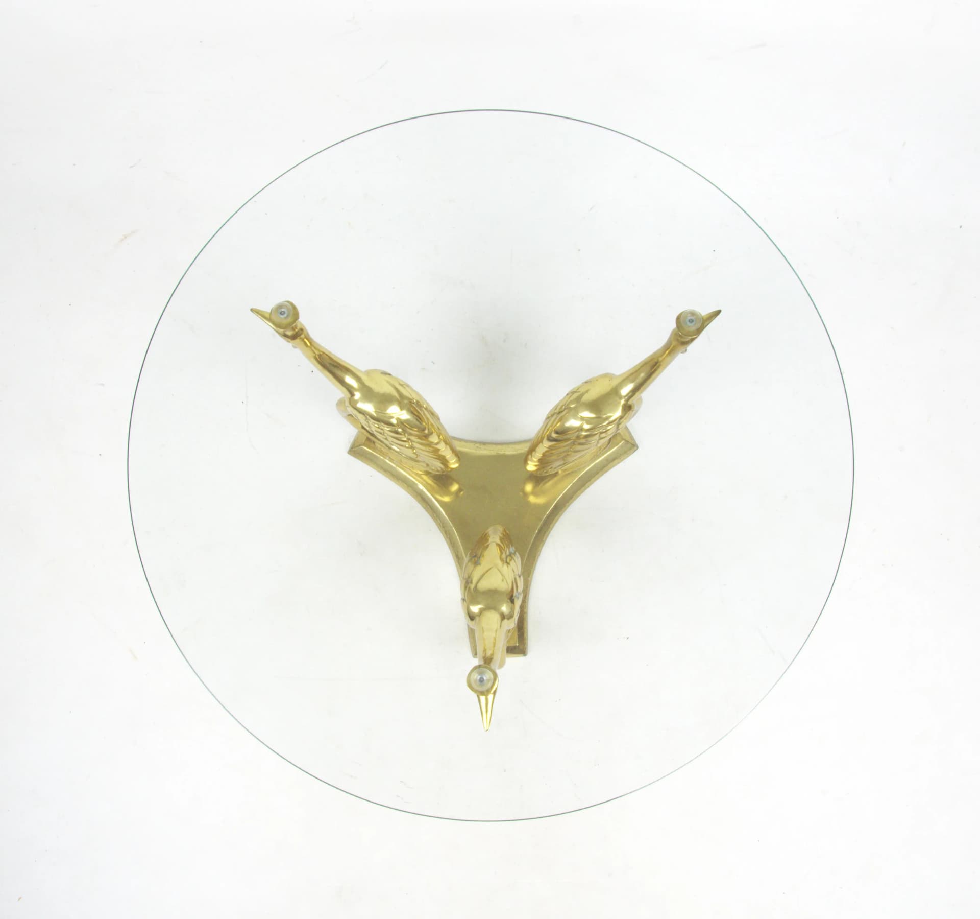 Stolik kawowy Hollywood Regency, mosiądz złoty, szkło, lata 70. - 83964