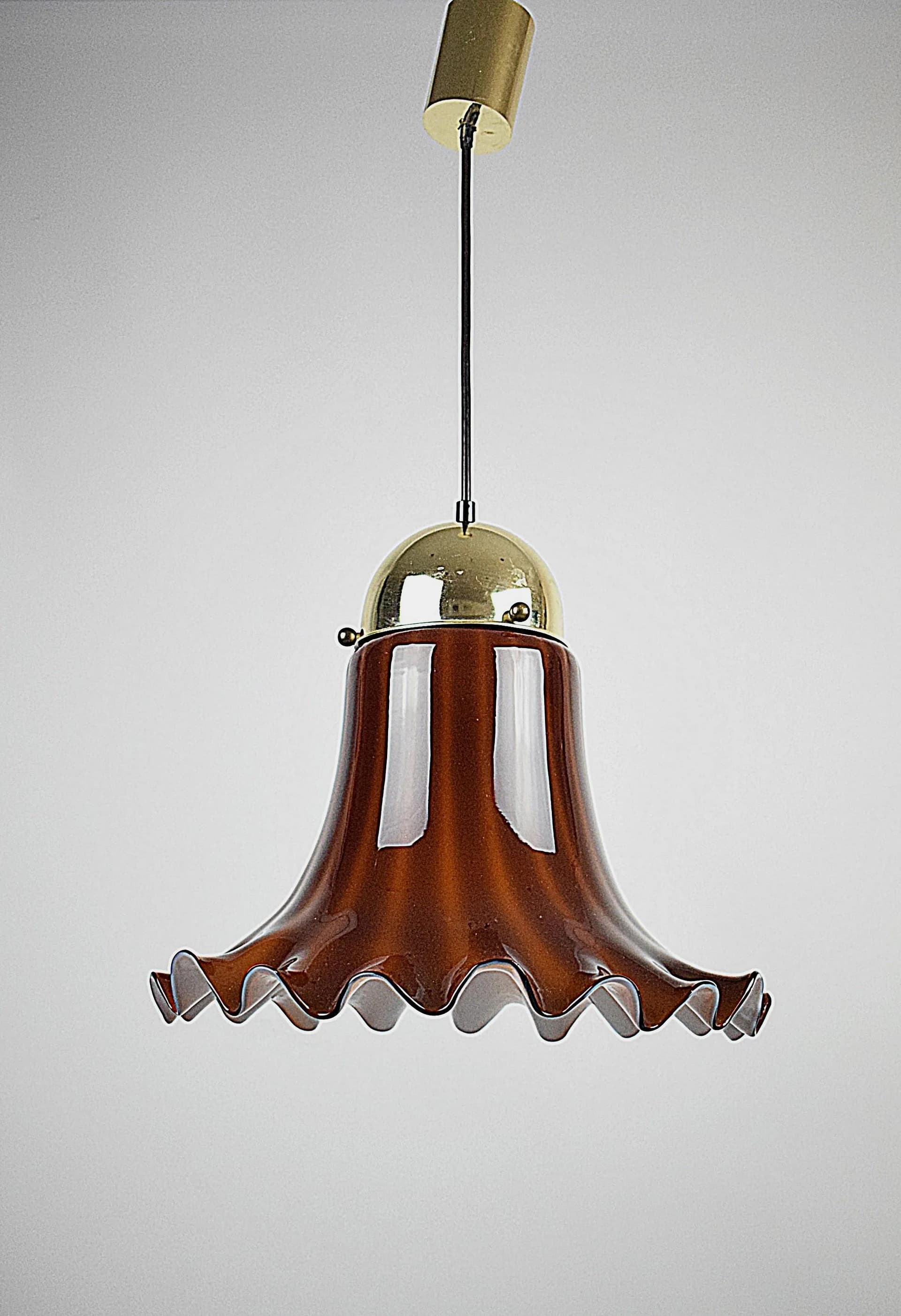 Pendant lamp, brown glass, Peill & Putzler, Germany, 1970s. - 83955