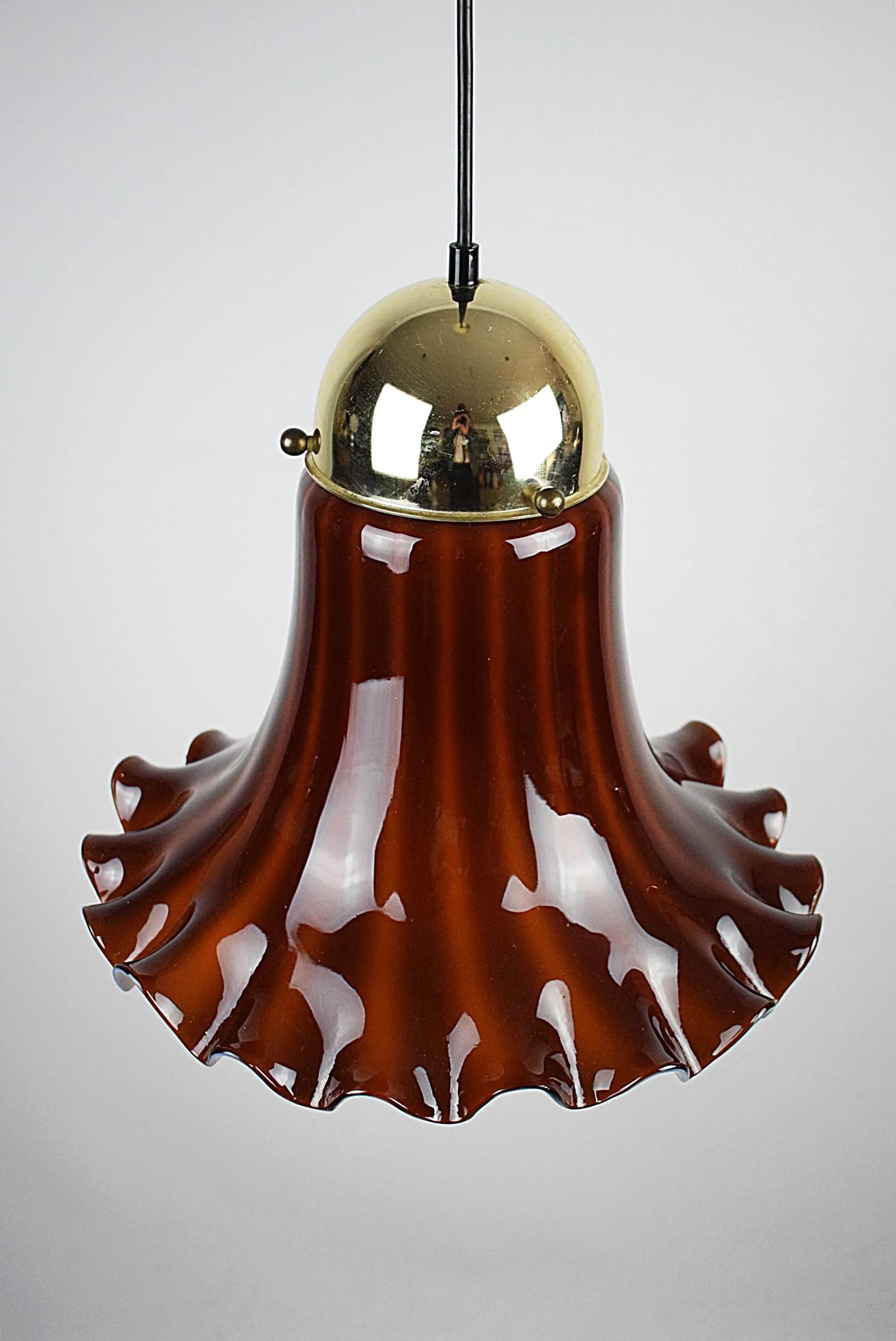 Pendant lamp, brown glass, Peill & Putzler, Germany, 1970s. - 83953