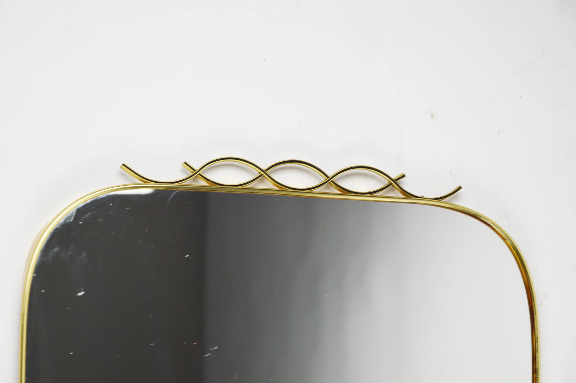 Lustro ścienne, złoty, szkło, Polska, lata 70. - 83927