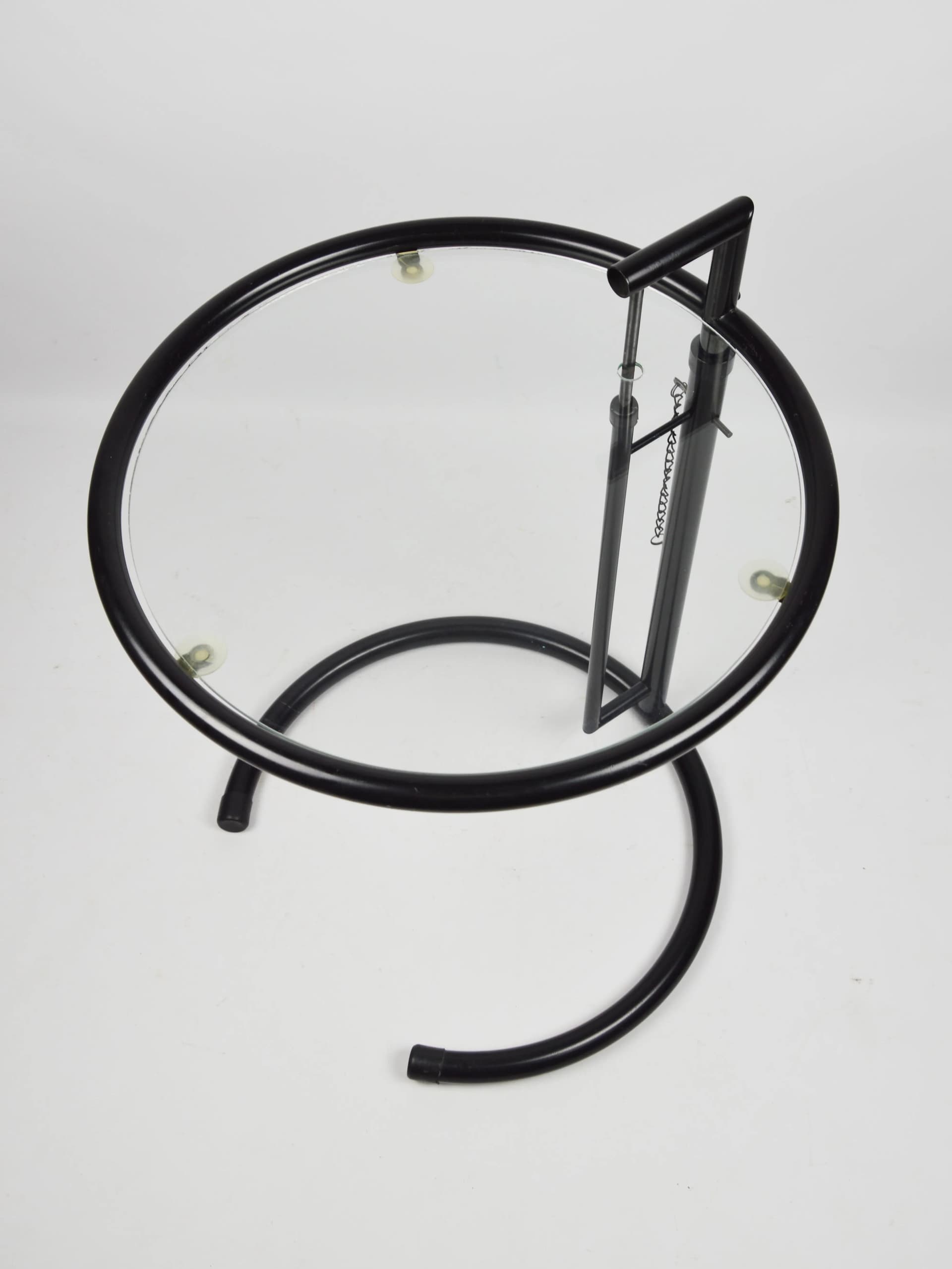 Stolik regulowany, czarny, stal chromowana, szkło, Polska, lata 60. - 83916