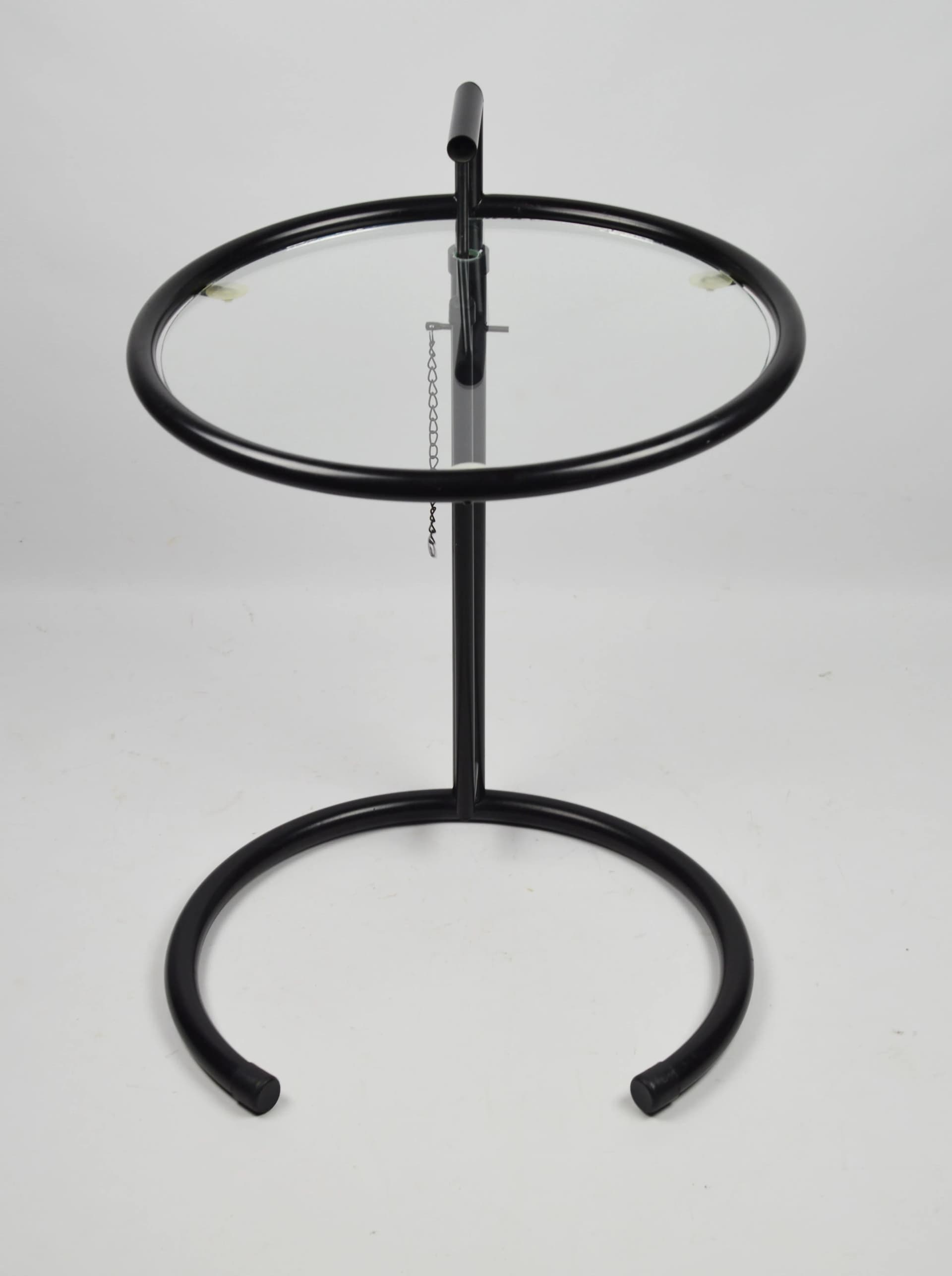 Stolik regulowany, czarny, stal chromowana, szkło, Polska, lata 60. - 83915