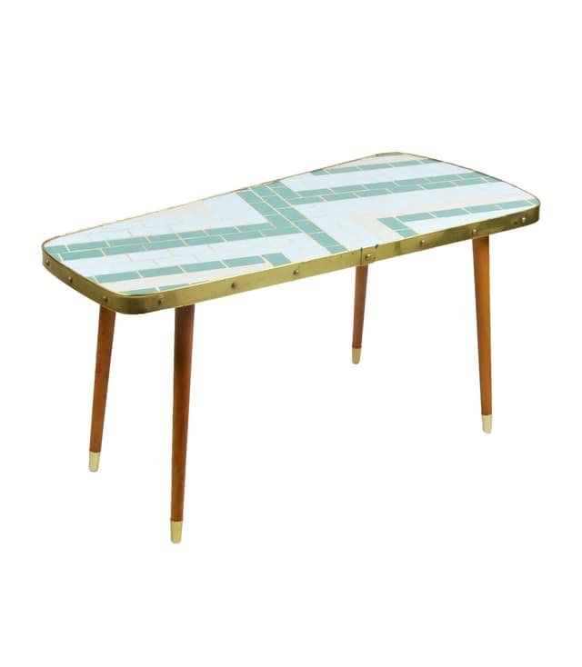 Plant Stand, multicolor mosaic, wood, ceramics, metal, Poland, 1970s. - DIMENSION