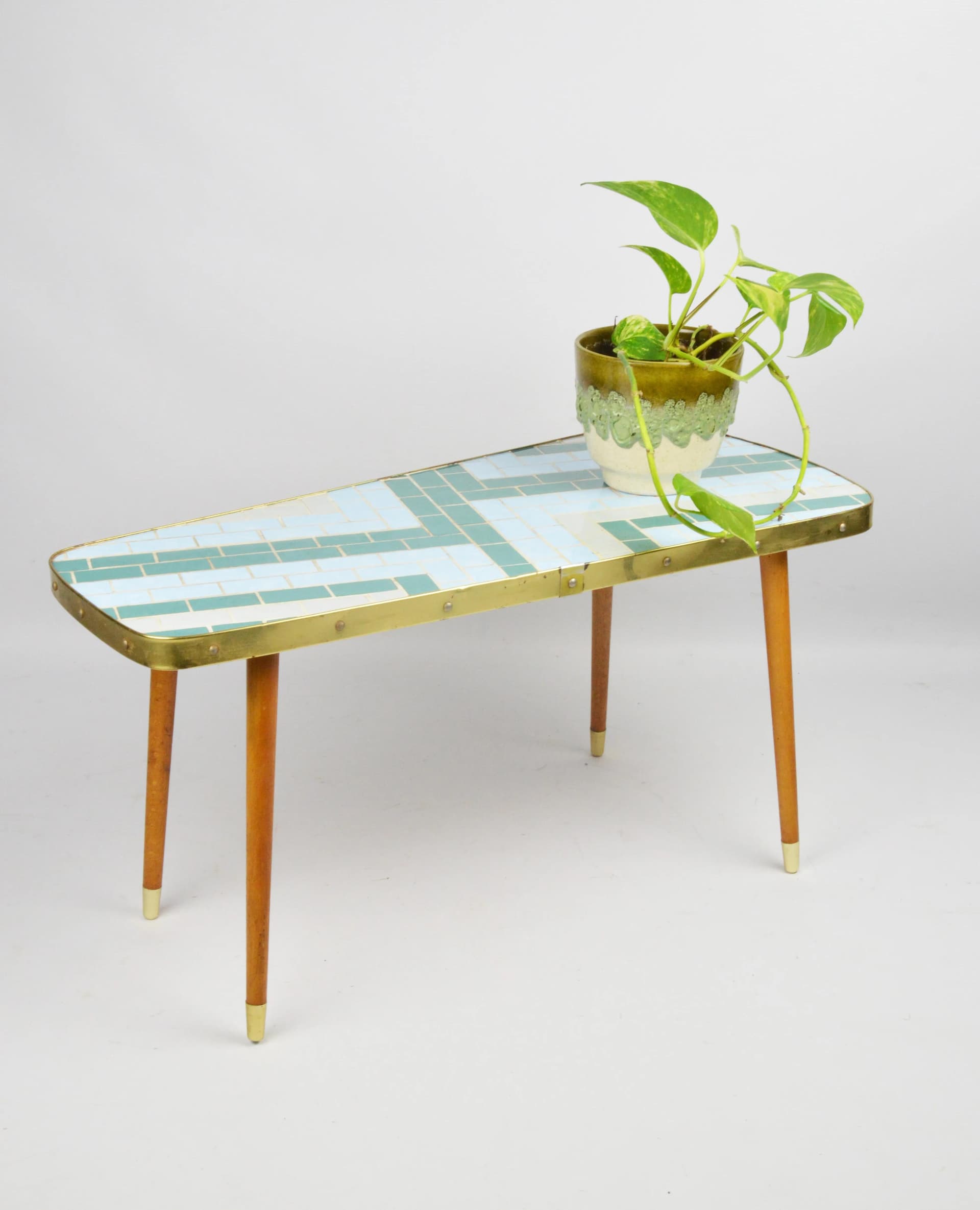 Plant Stand, multicolor mosaic, wood, ceramics, metal, Poland, 1970s. - 83893