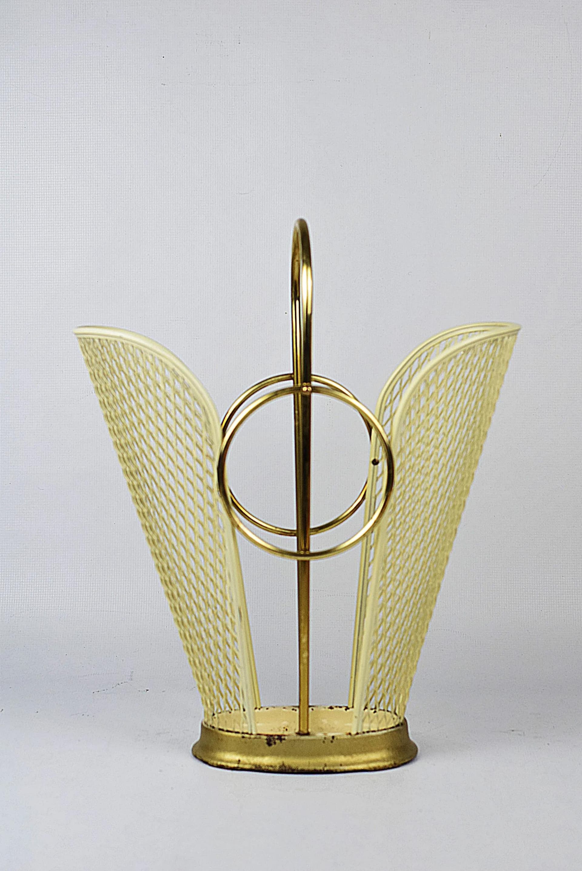 Parasolnik Rockabilly, żółty, metal, Polska, lata 60. - 83882