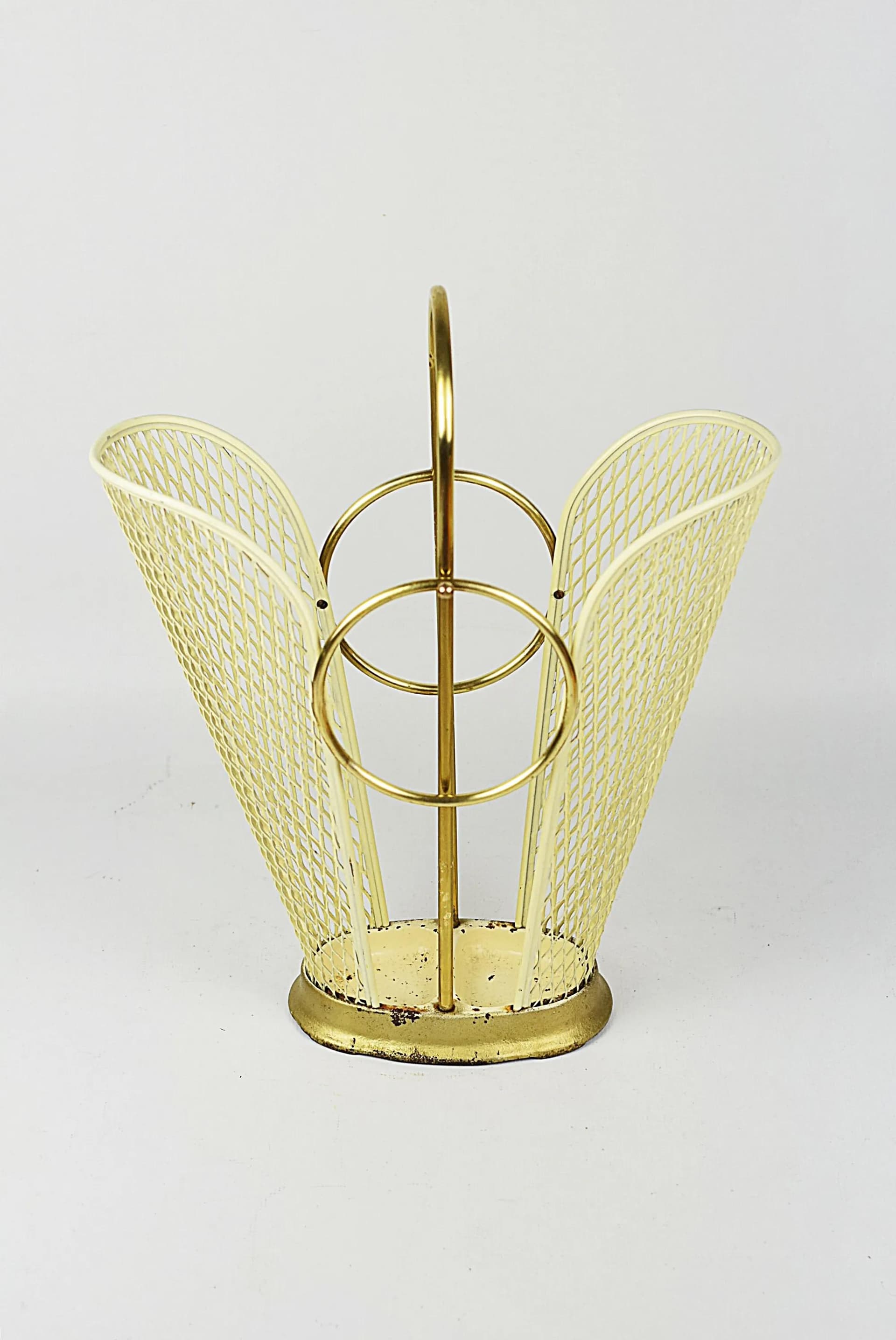 Parasolnik Rockabilly, żółty, metal, Polska, lata 60. - 83883