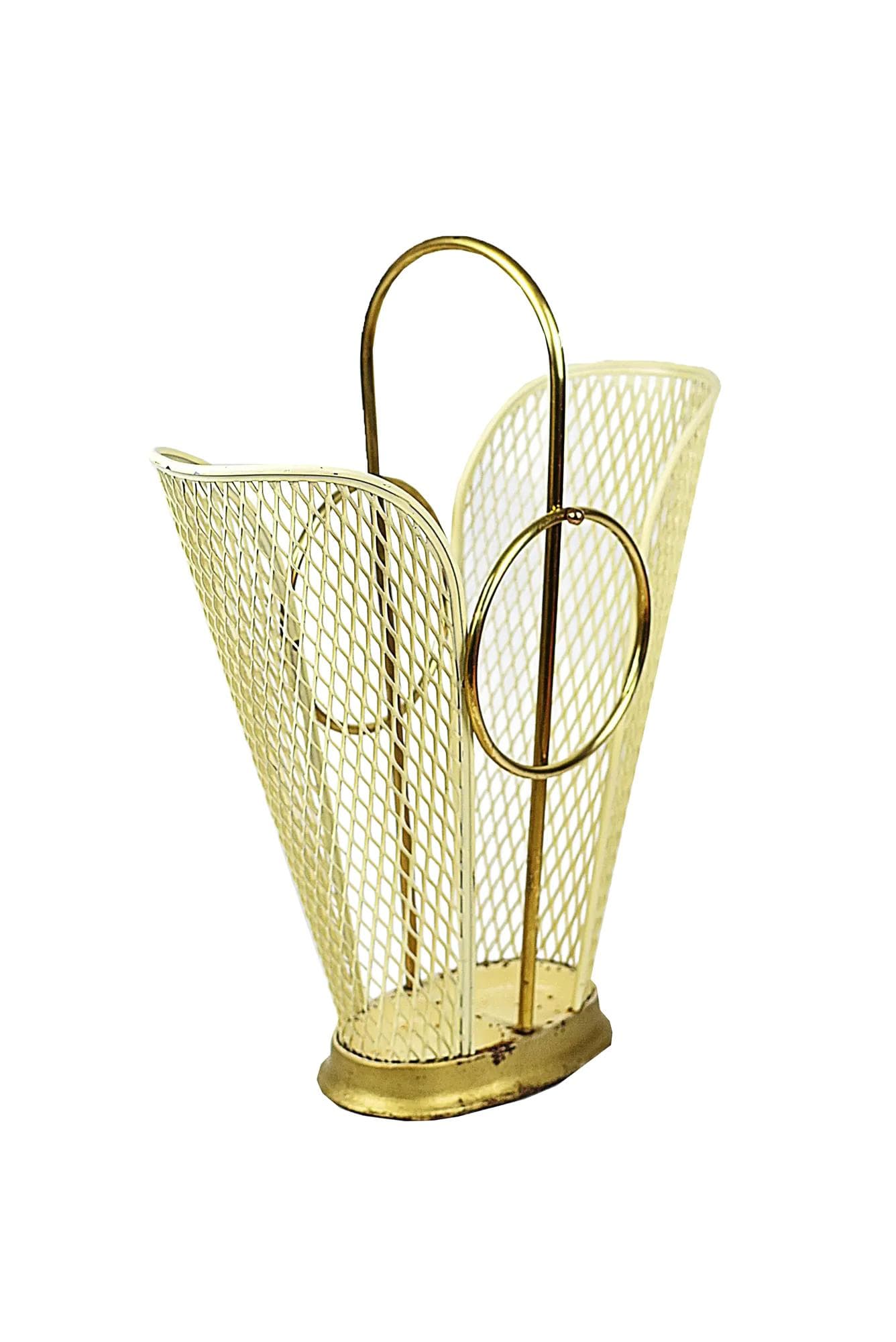 Parasolnik Rockabilly, żółty, metal, Polska, lata 60.