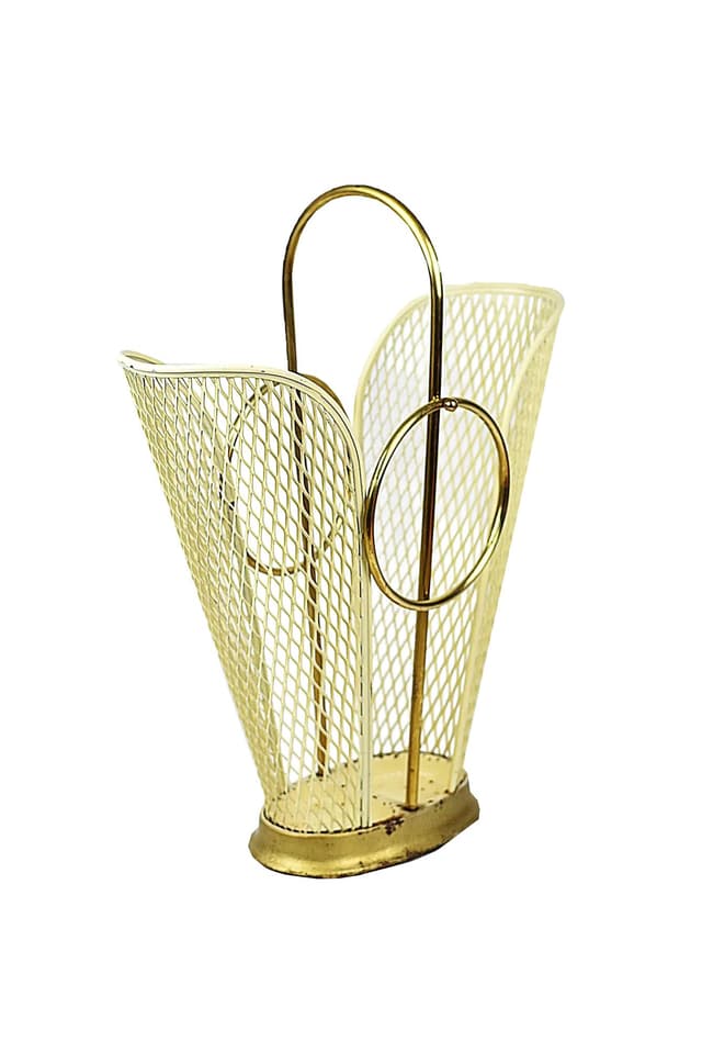 Parasolnik Rockabilly, żółty, metal, Polska, lata 60. - WYMIARY