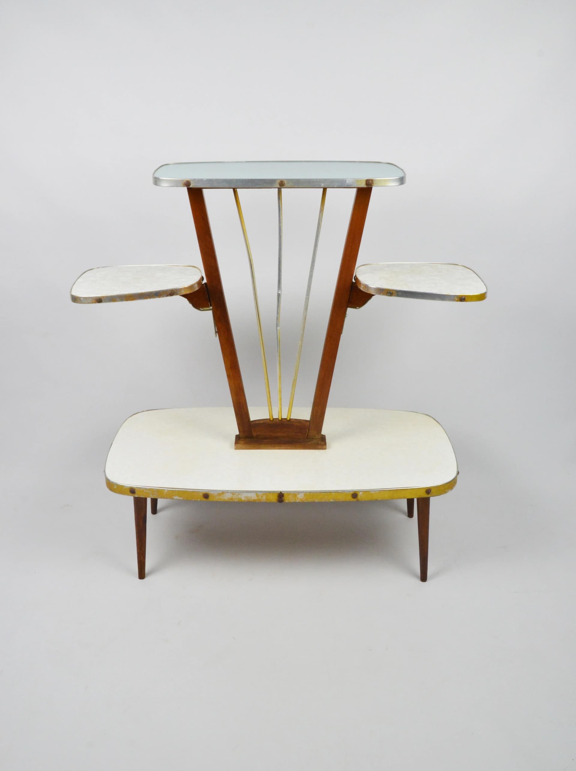 Kwietnik Rockabilly, multikolor, drewno, metal, Polska, lata 60. - 83876