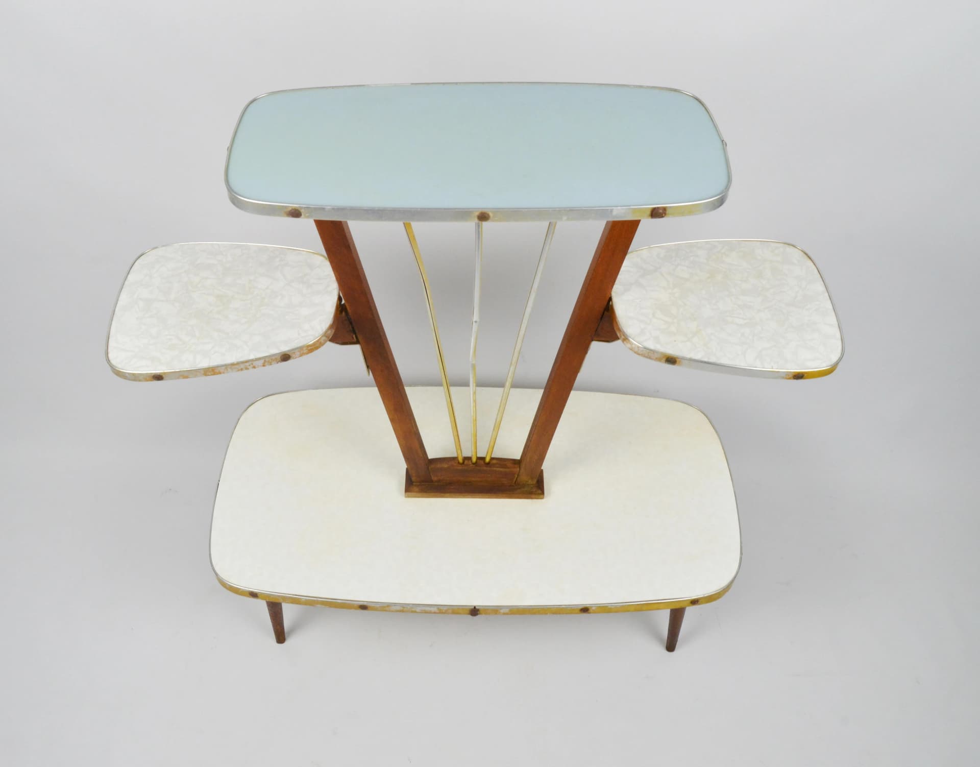 Kwietnik Rockabilly, multikolor, drewno, metal, Polska, lata 60. - 83873