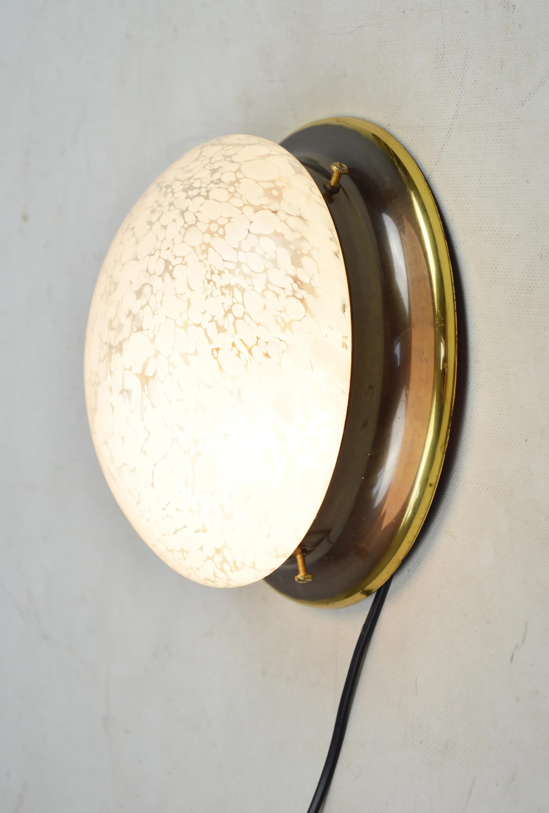 Ceiling light, silver glass, gold metal, 1970s - 83828