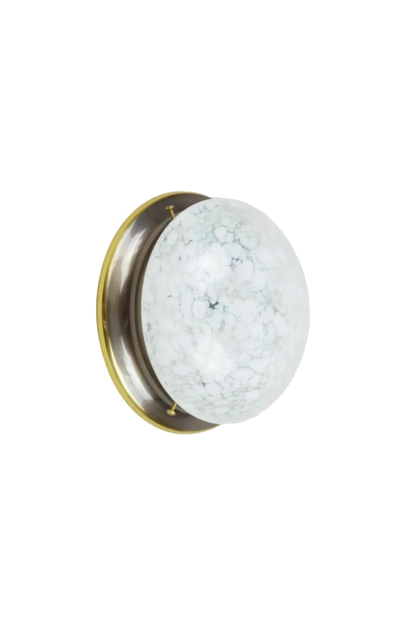 Plafon, szkło srebrny, metal złoty, lata 70.