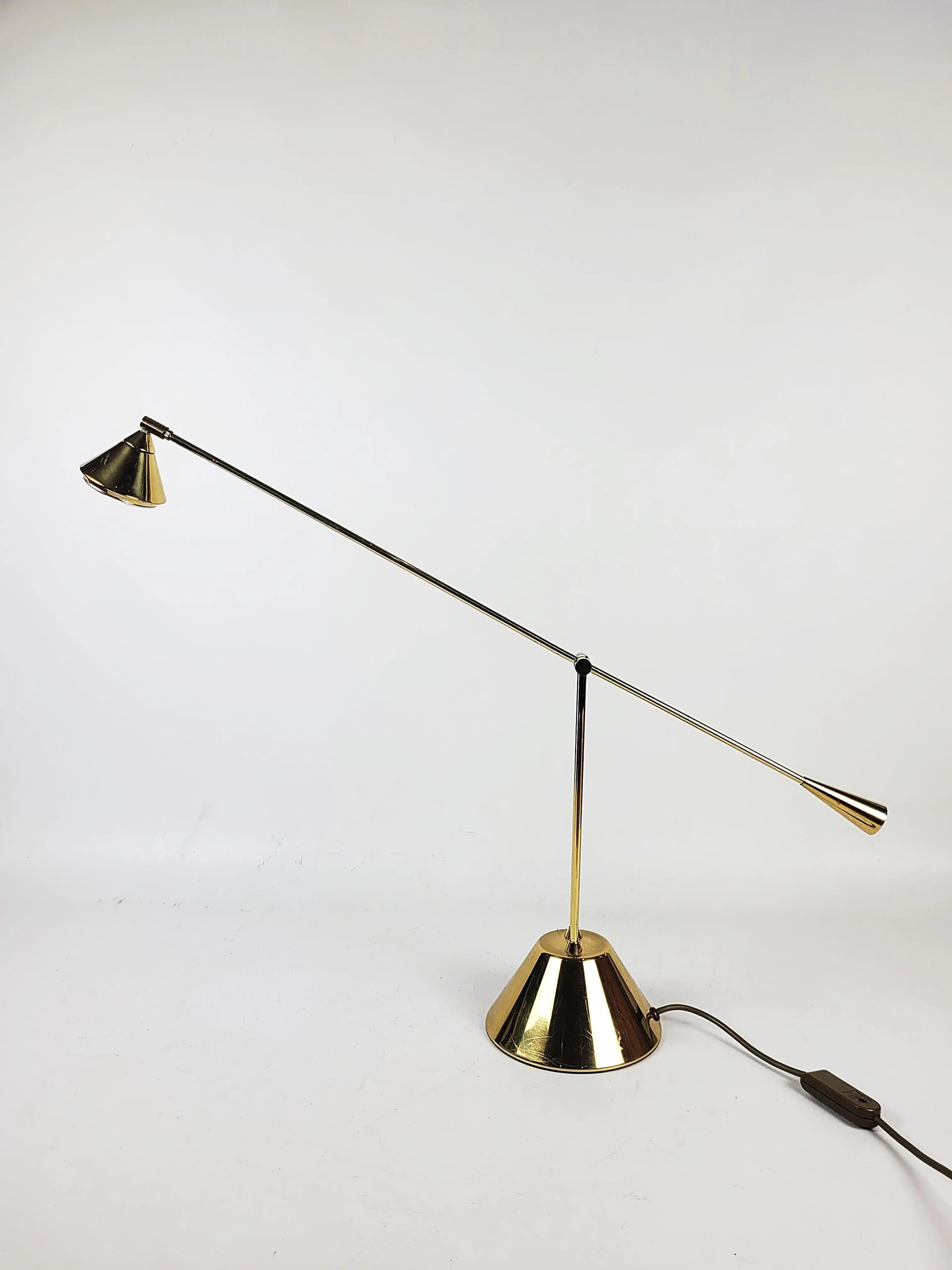 Lampa biurkowa, złoty, metal, lata 80. - 83821