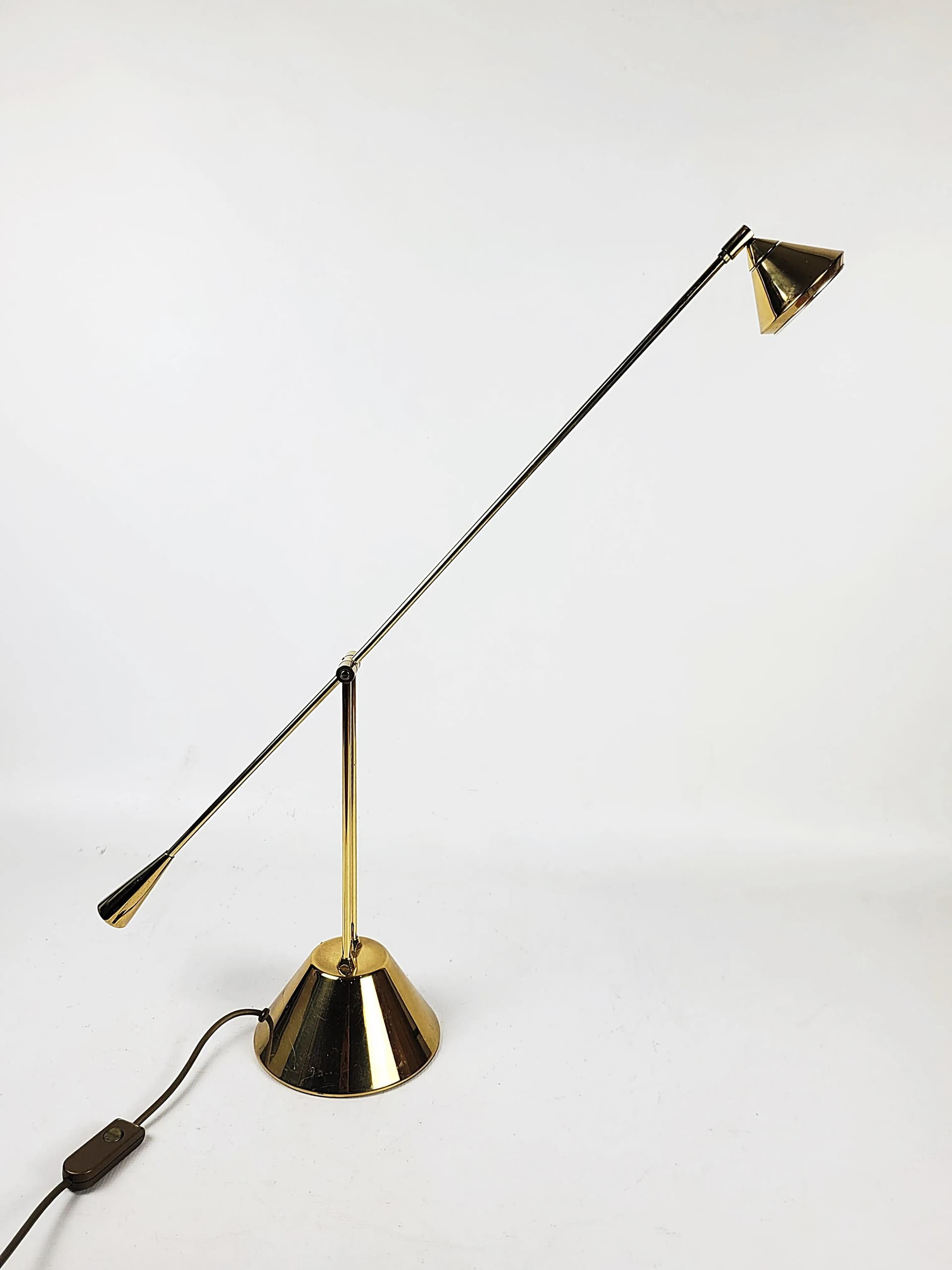 Lampa biurkowa, złoty, metal, lata 80. - 83820