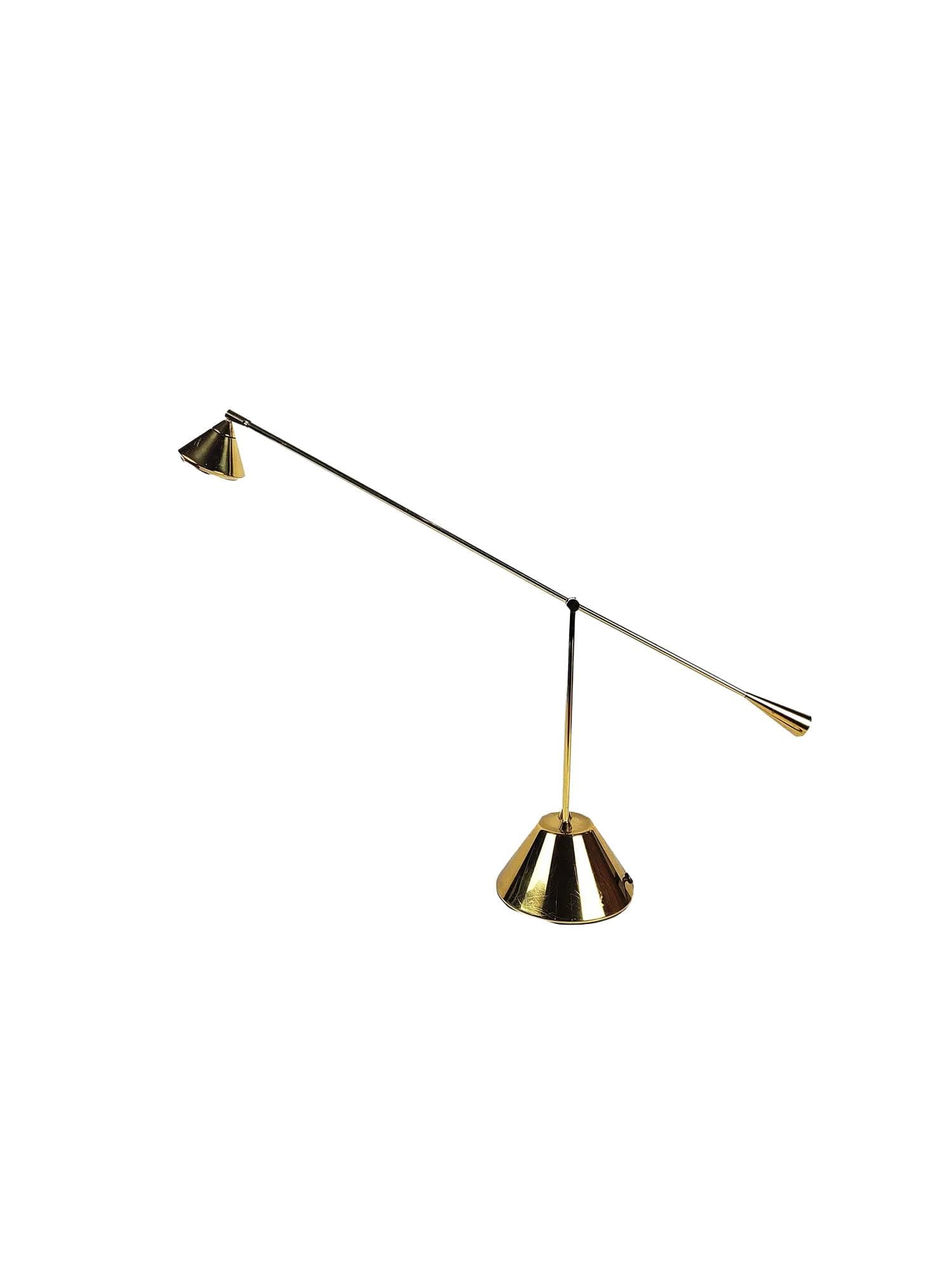 Lampa biurkowa, złoty, metal, lata 80.