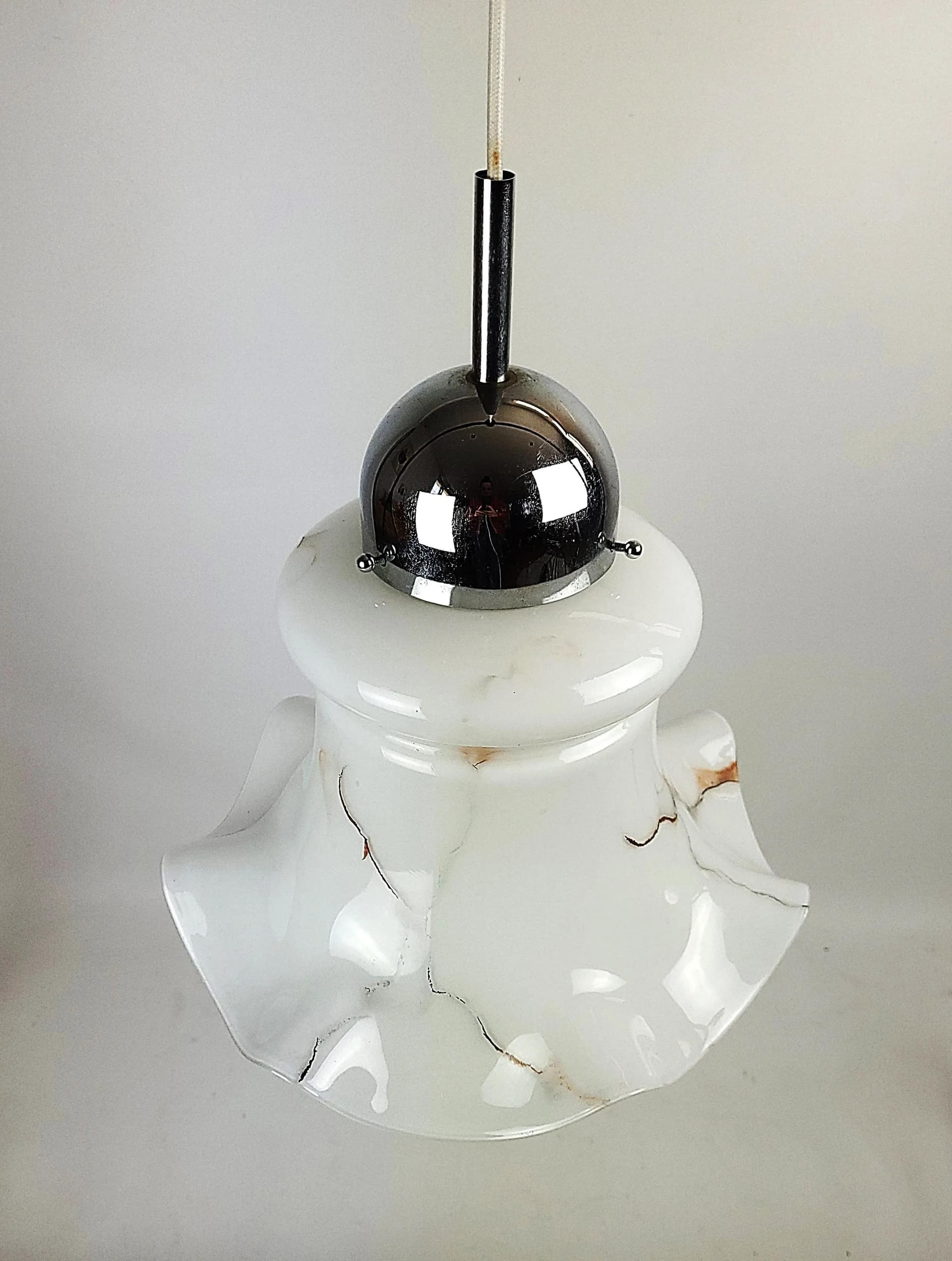 Pendant lamp, white glass, Doria Leuchten, Germany, 1970s. - 83813