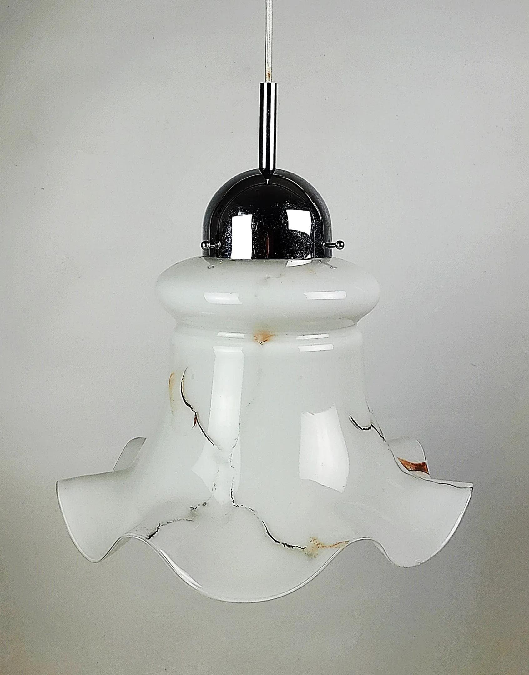 Pendant lamp, white glass, Doria Leuchten, Germany, 1970s. - 83808