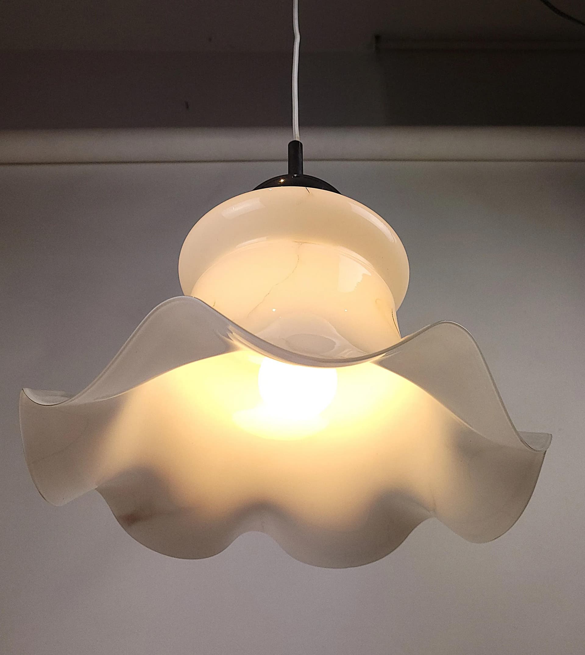 Pendant lamp, white glass, Doria Leuchten, Germany, 1970s. - 83815