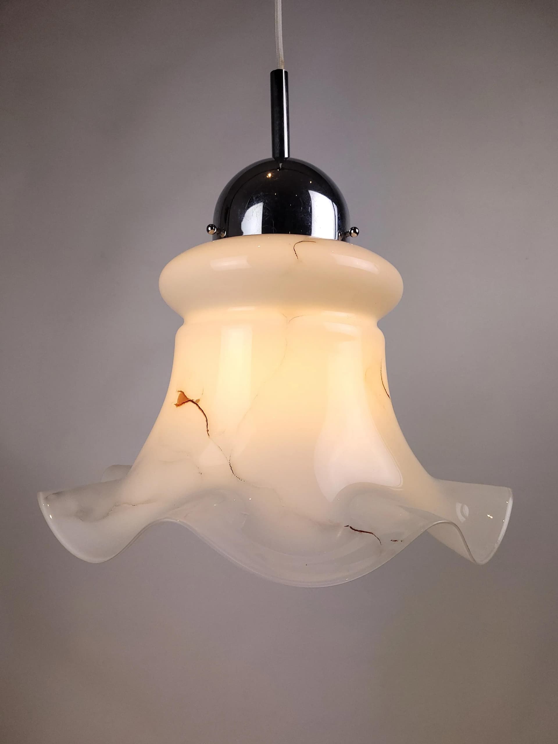 Pendant lamp, white glass, Doria Leuchten, Germany, 1970s. - 83807
