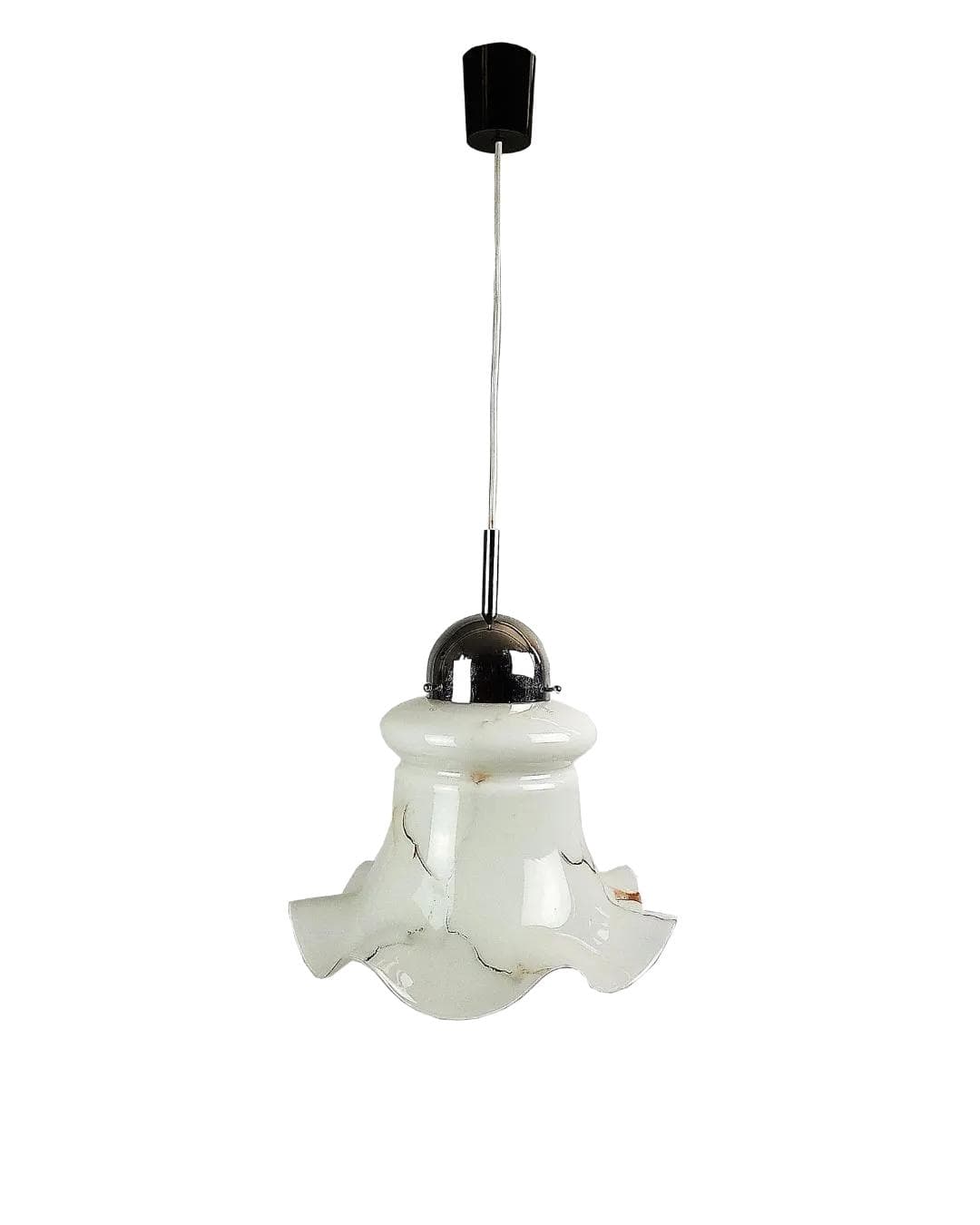 Pendant lamp, white glass, Doria Leuchten, Germany, 1970s.