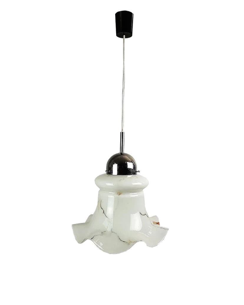 Pendant lamp, white glass, Doria Leuchten, Germany, 1970s.