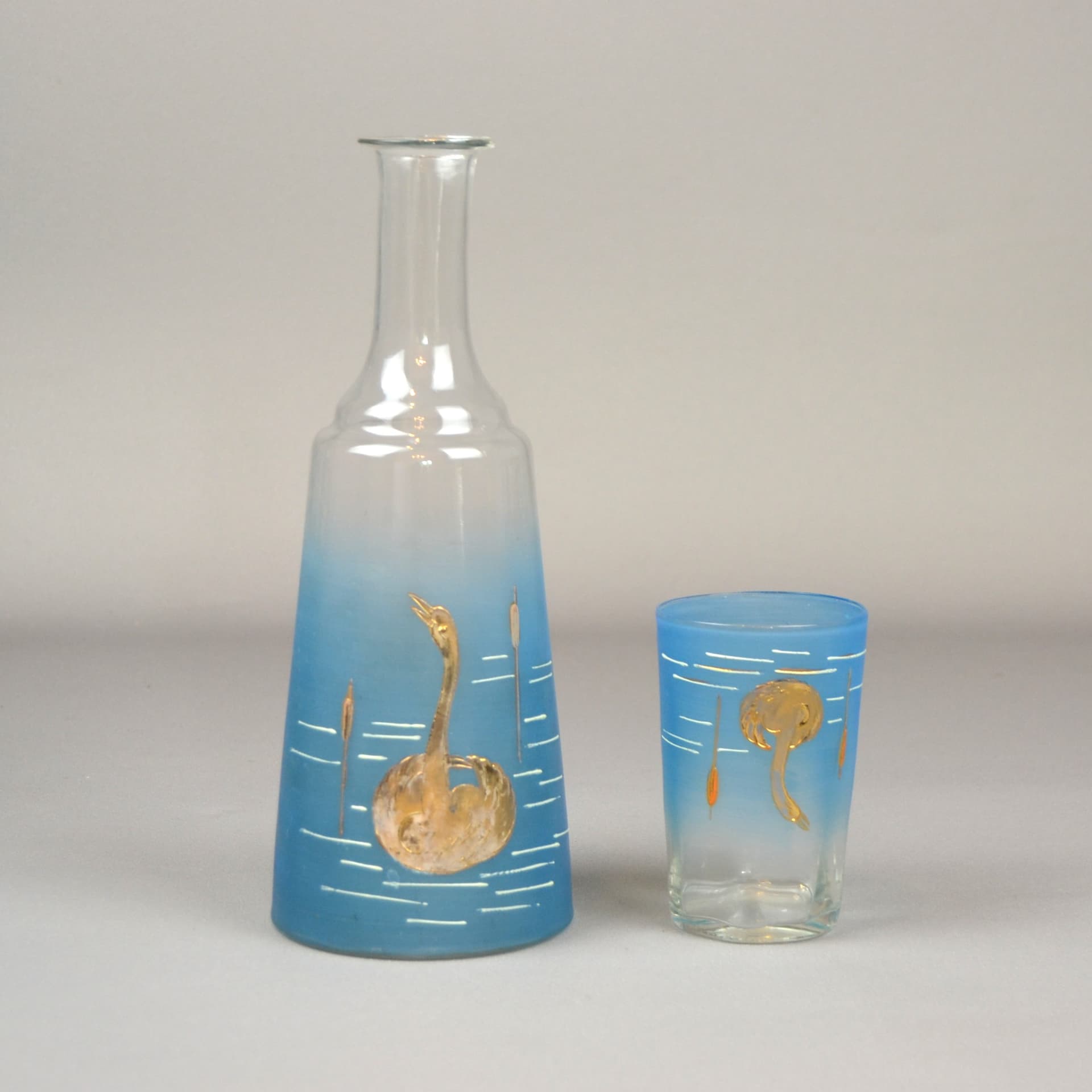 Zestaw karafka i szklanka, Art Nouveau, szkło transparentne, początek lat 20. - 666