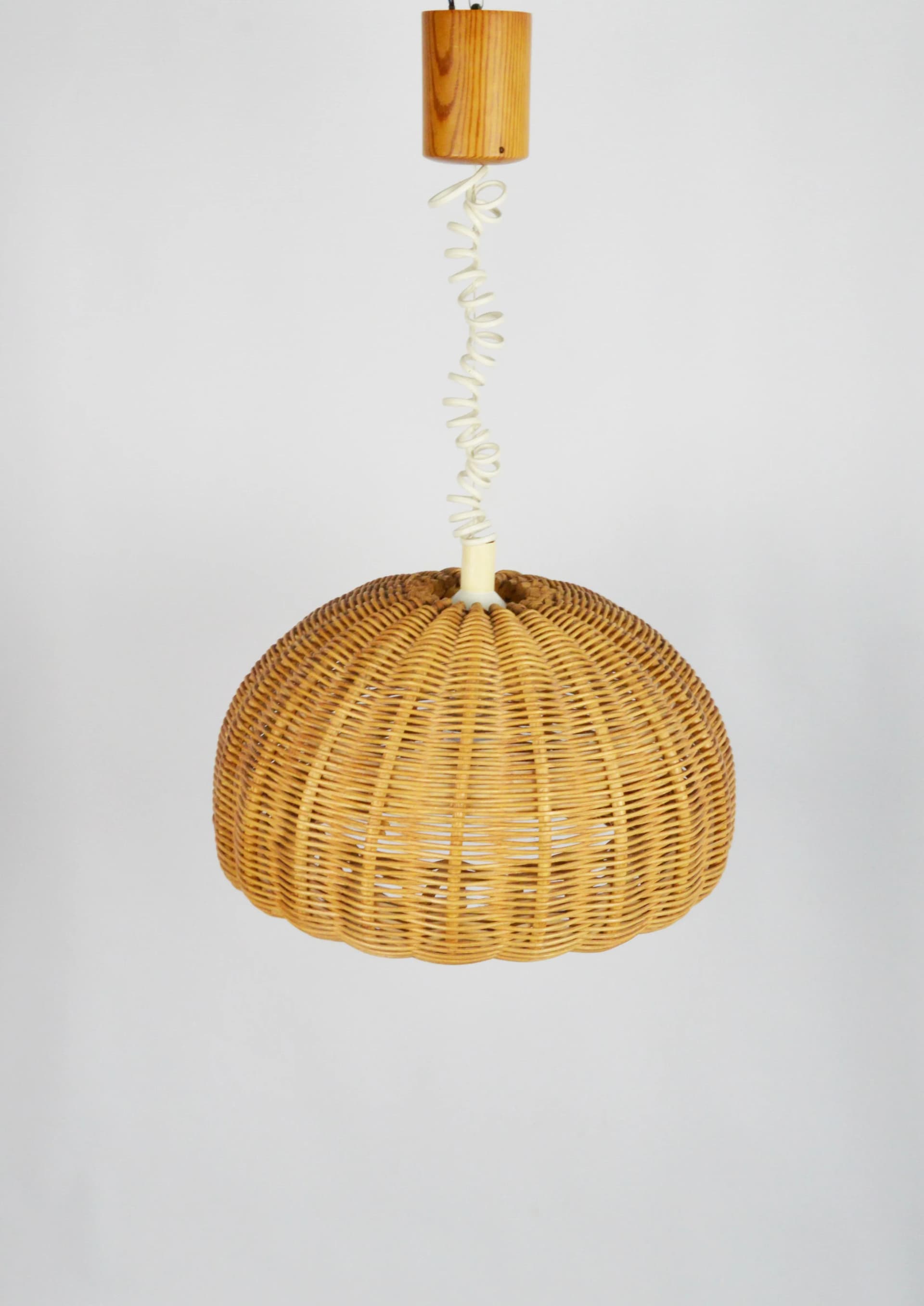 Pendant lamp, light brown rattan, Poland, 1970s - 83800