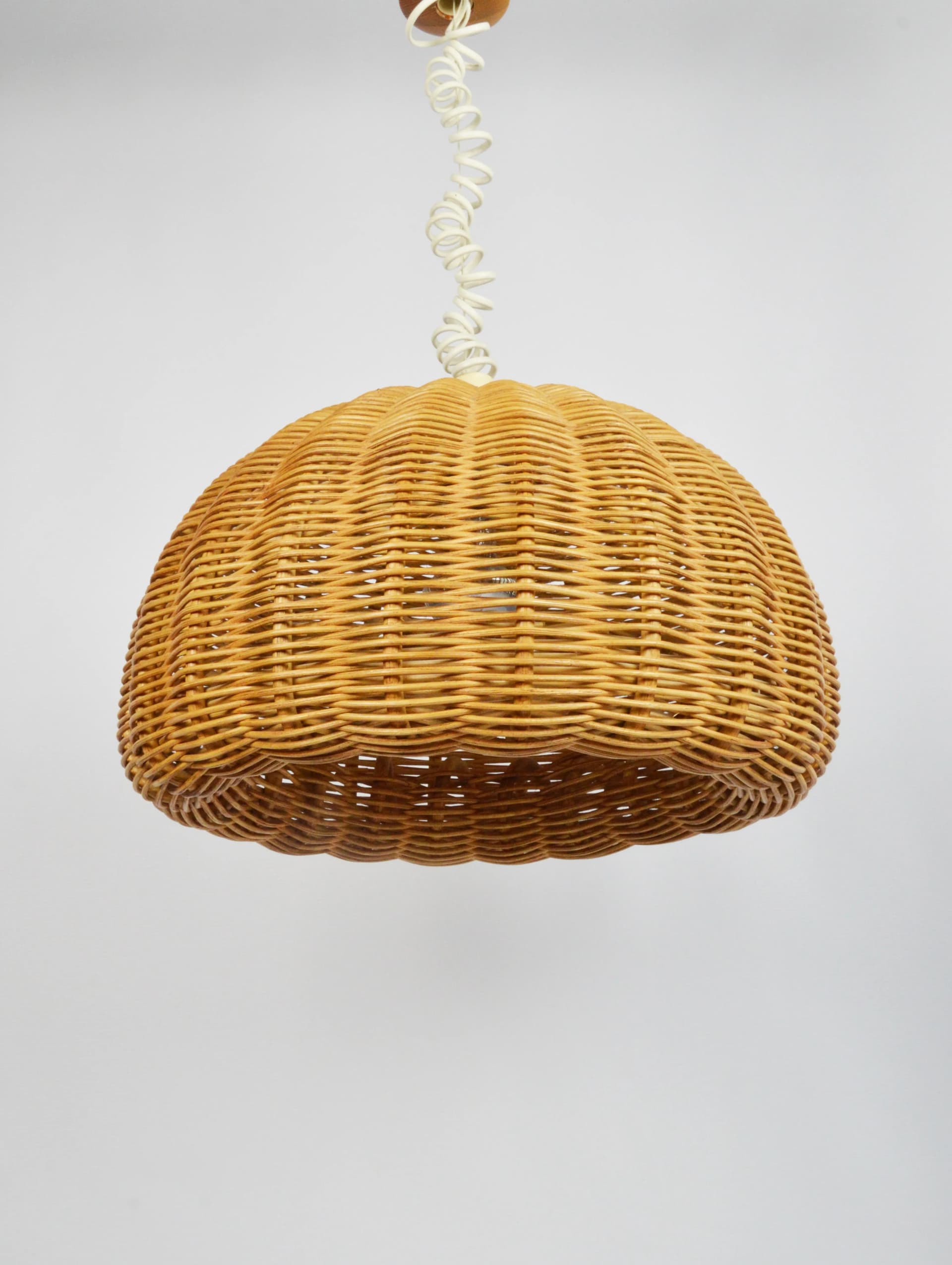 Pendant lamp, light brown rattan, Poland, 1970s - 83801