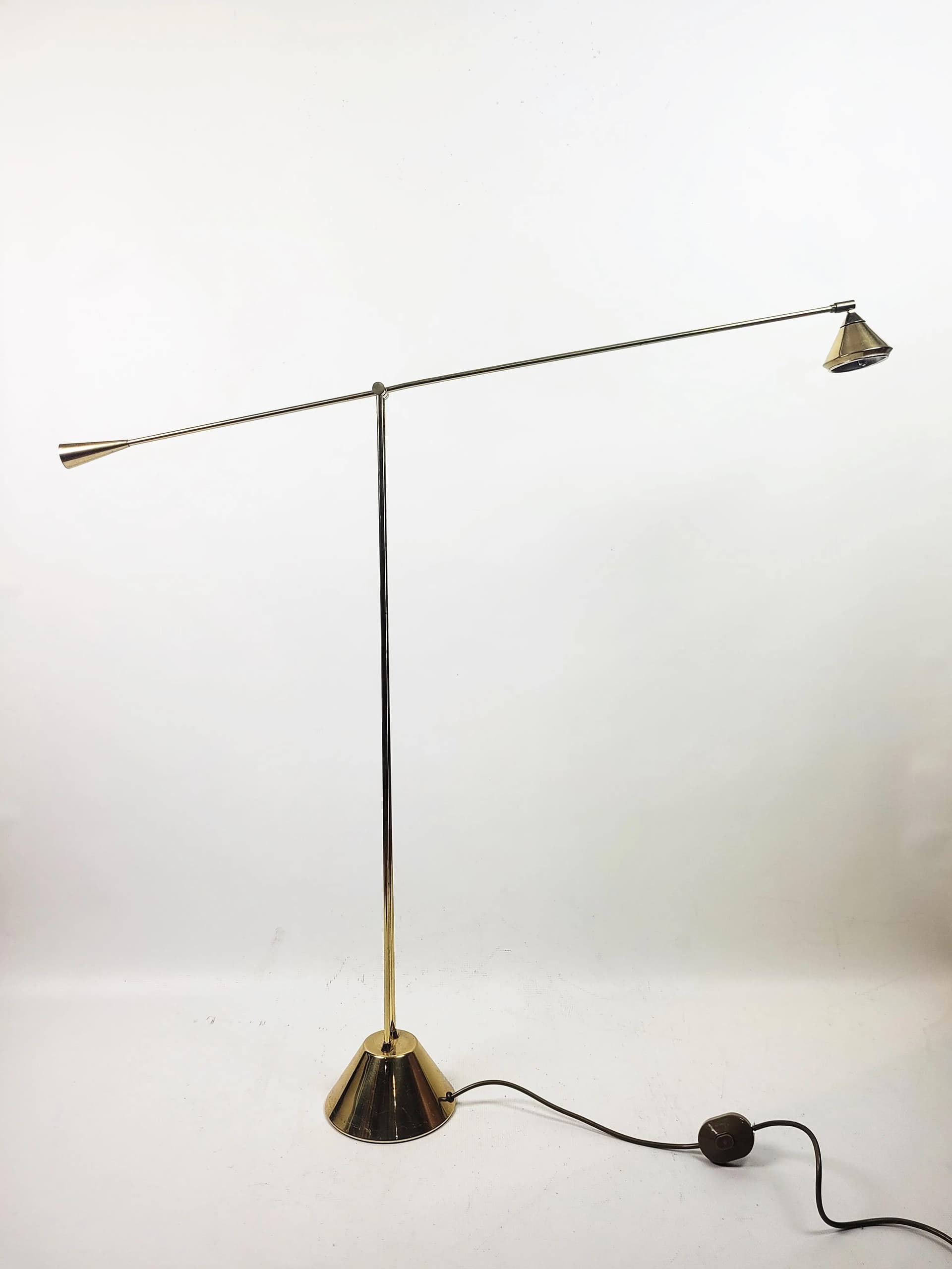 Floor lamp, golden metal, Poland, 1980s. - 83785