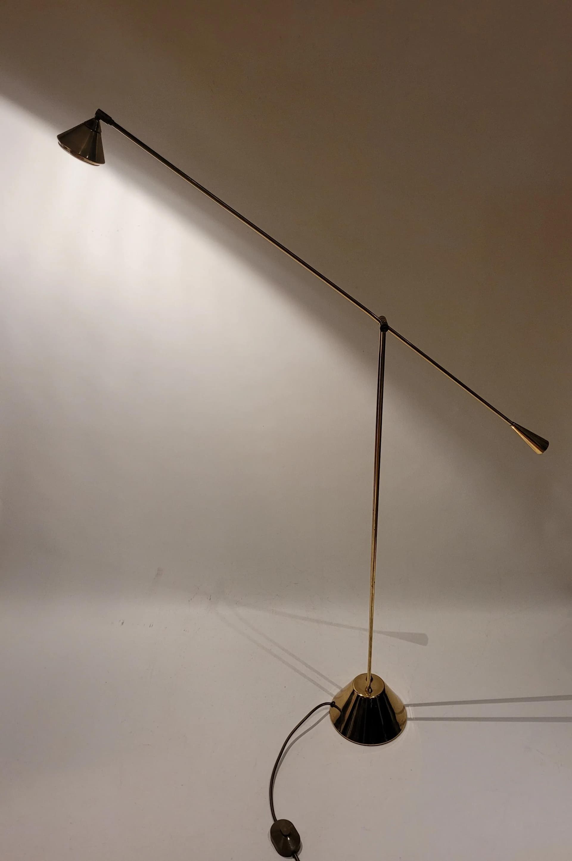 Floor lamp, golden metal, Poland, 1980s. - 83782