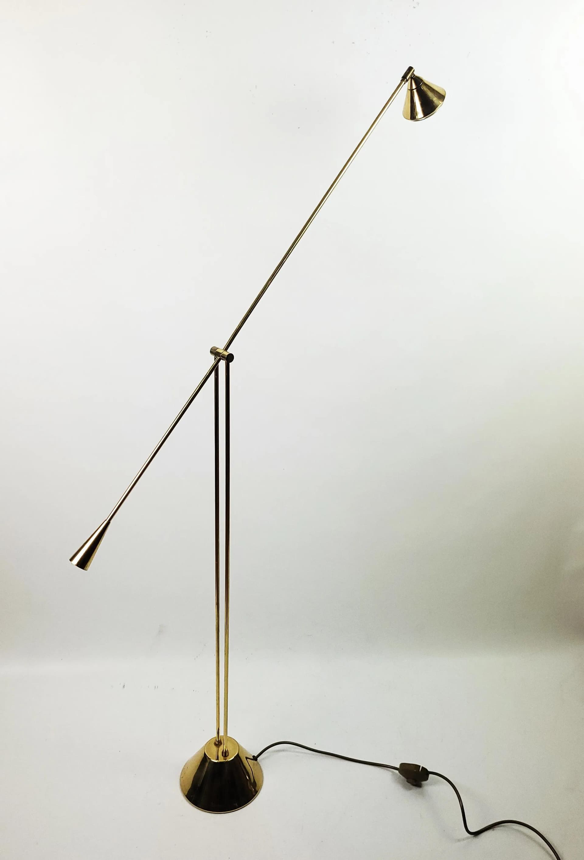 Floor lamp, golden metal, Poland, 1980s. - 83781