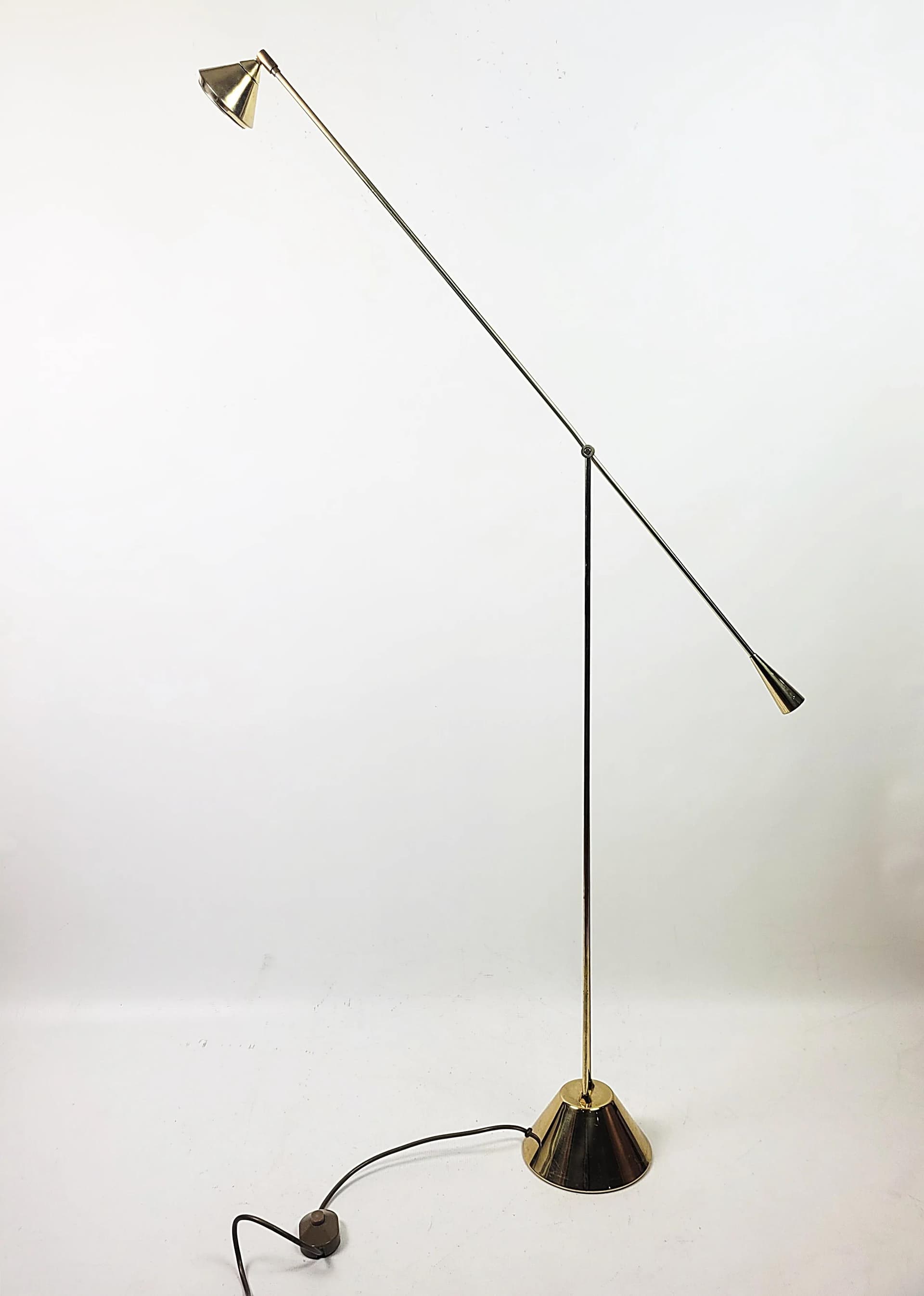 Floor lamp, golden metal, Poland, 1980s. - 83778