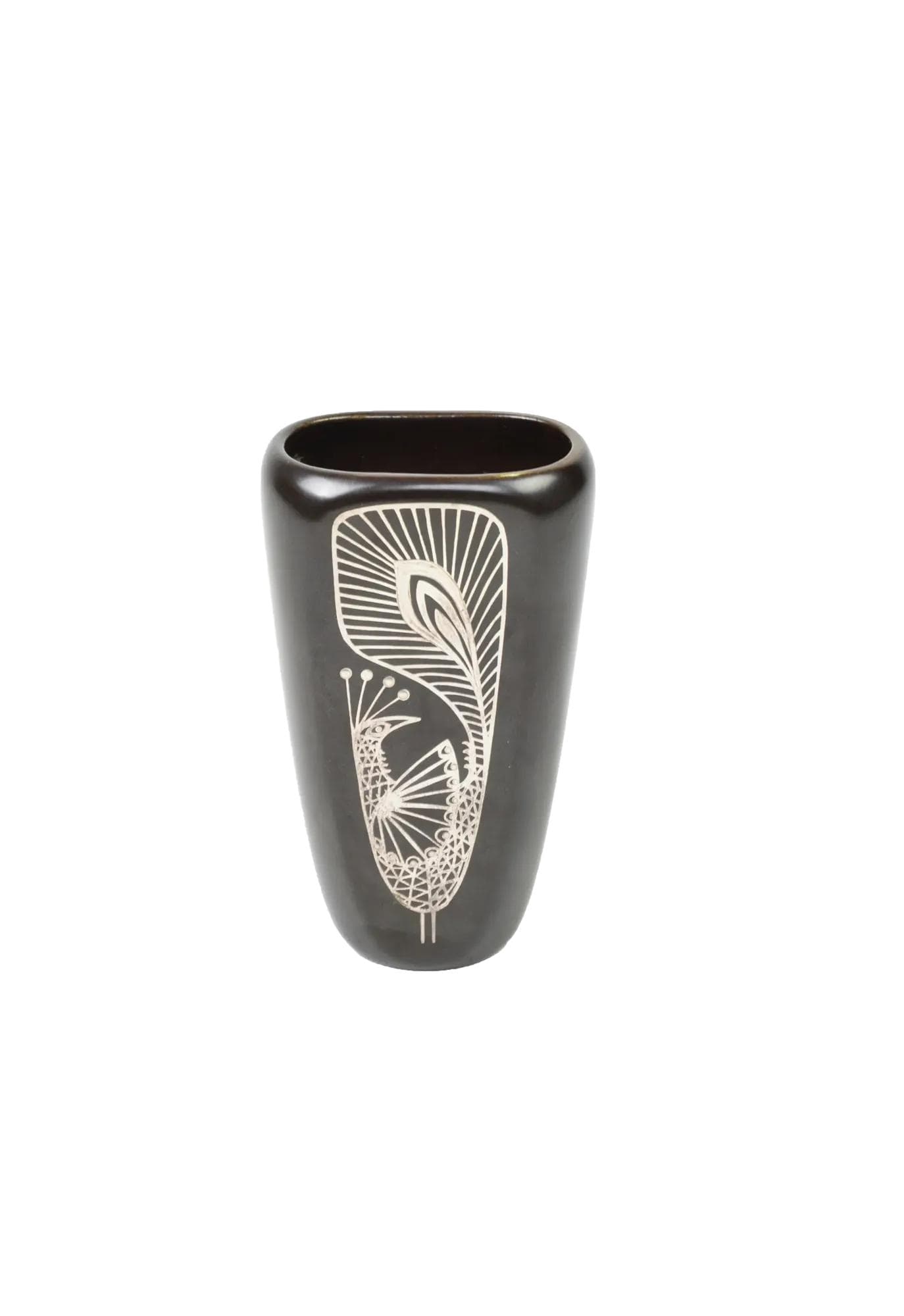 Wazonik czarny, kamionka, proj. S. Jonson, Gustavsberg, Szwecja, lata 60.