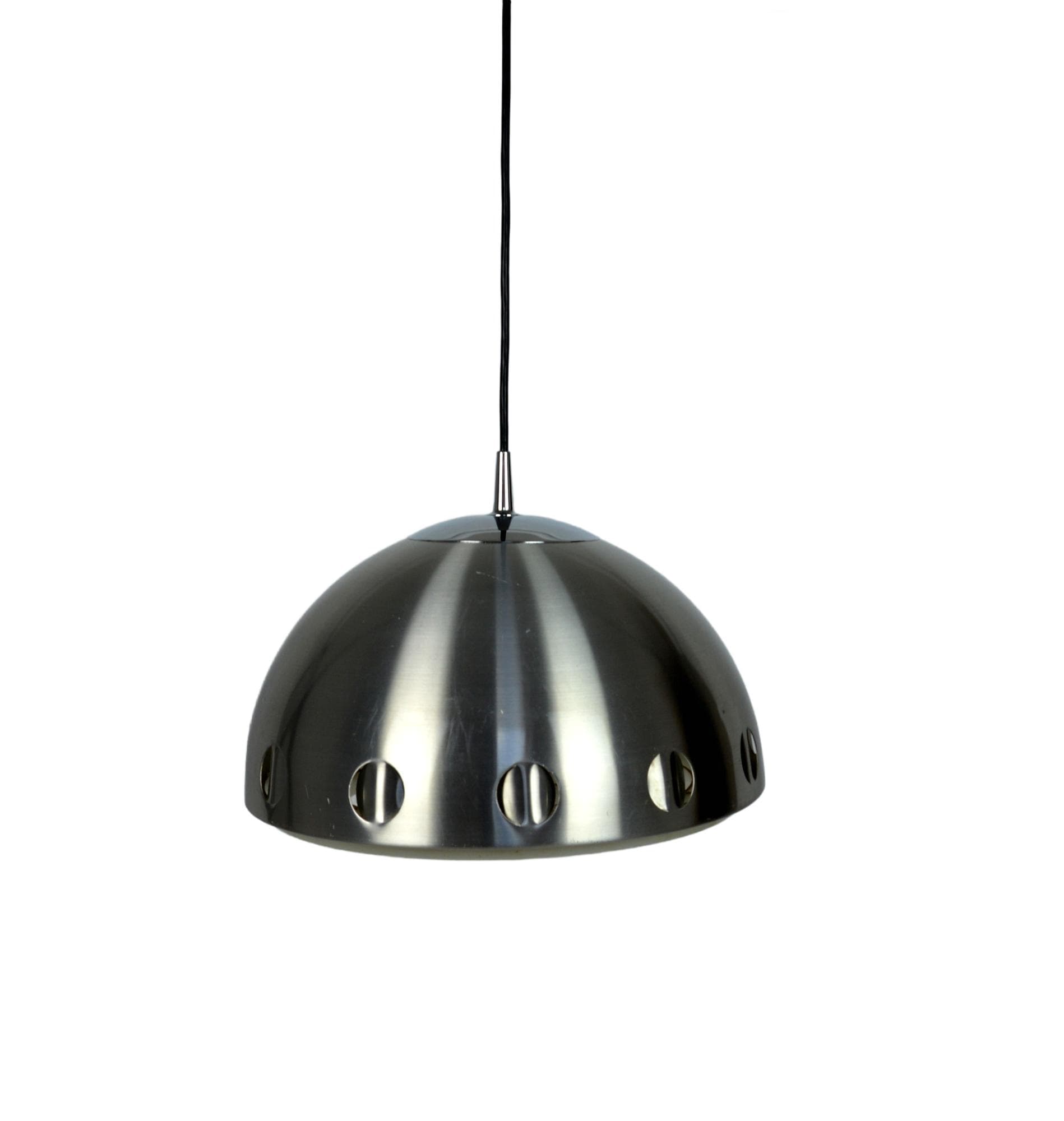 Pendant Lamp Space Age, silver metal, 1970s