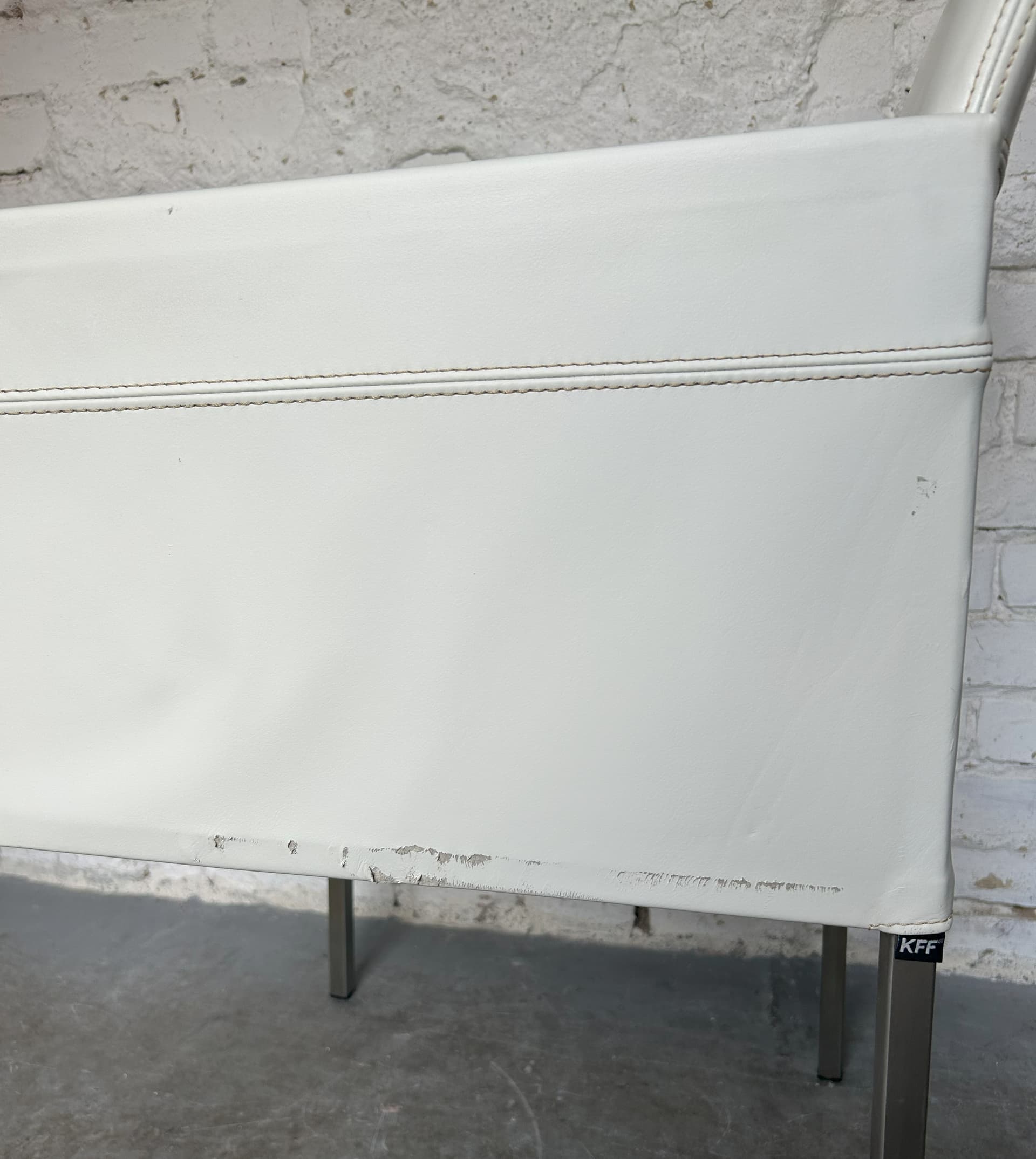 Para foteli, skóra ivory white, metal czarny, Niemcy, lata 90. - 83662