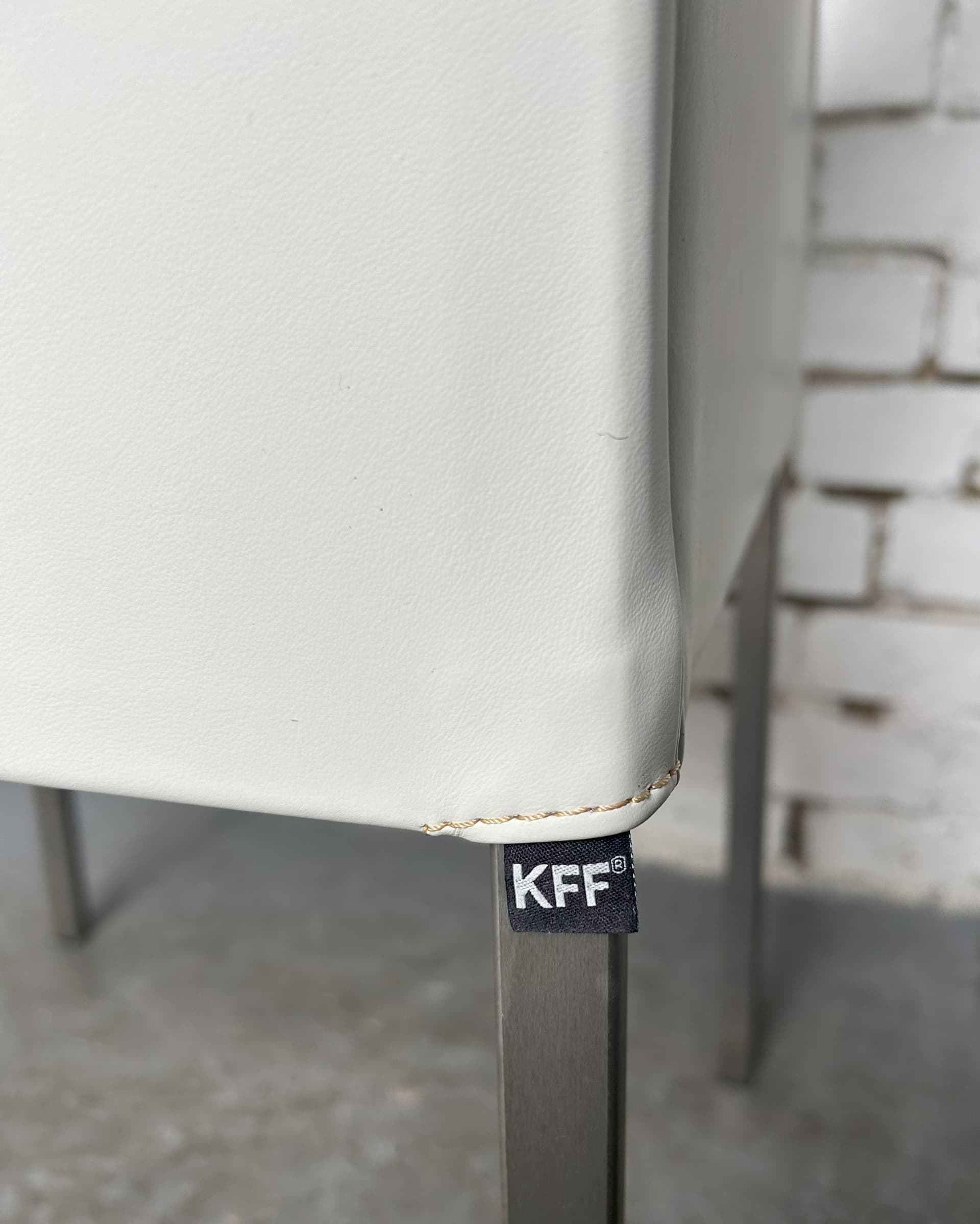 Para foteli, skóra ivory white, metal czarny, Niemcy, lata 90. - 83665