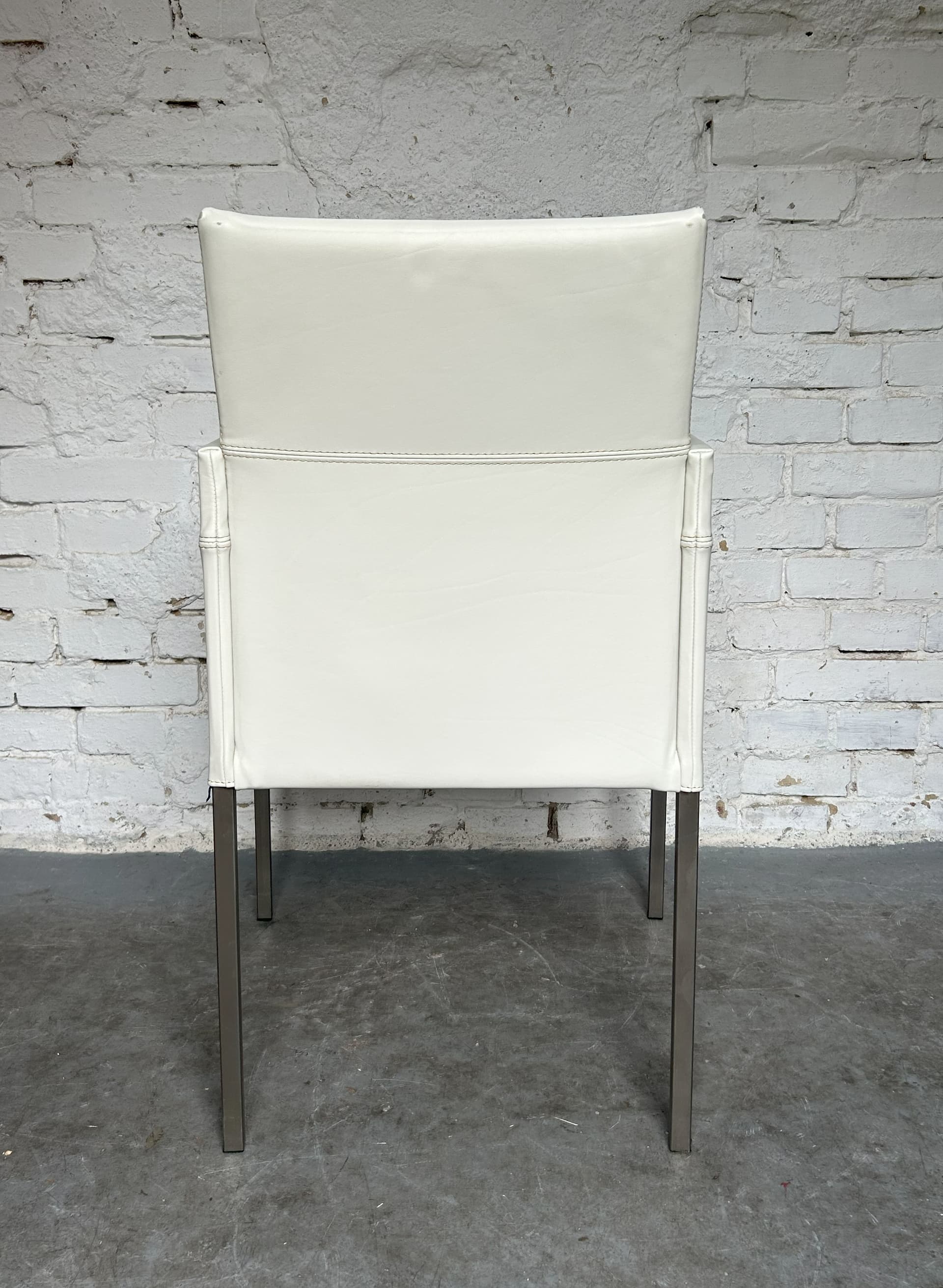 Para foteli, skóra ivory white, metal czarny, Niemcy, lata 90. - 83667