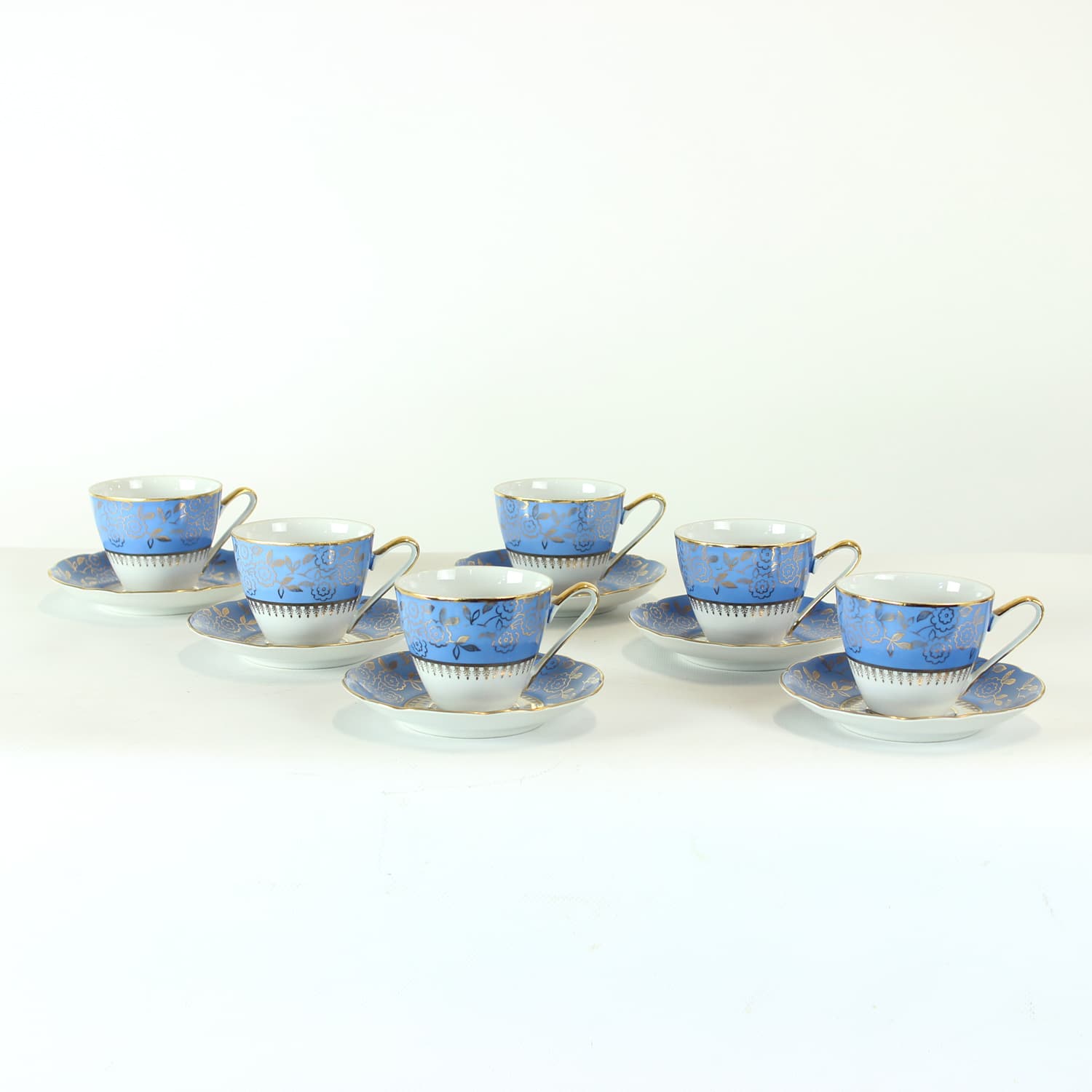 Zestaw do herbaty, Stará Role, niebieski, porcelana, Czechosłowacja, lata 50. - 89381