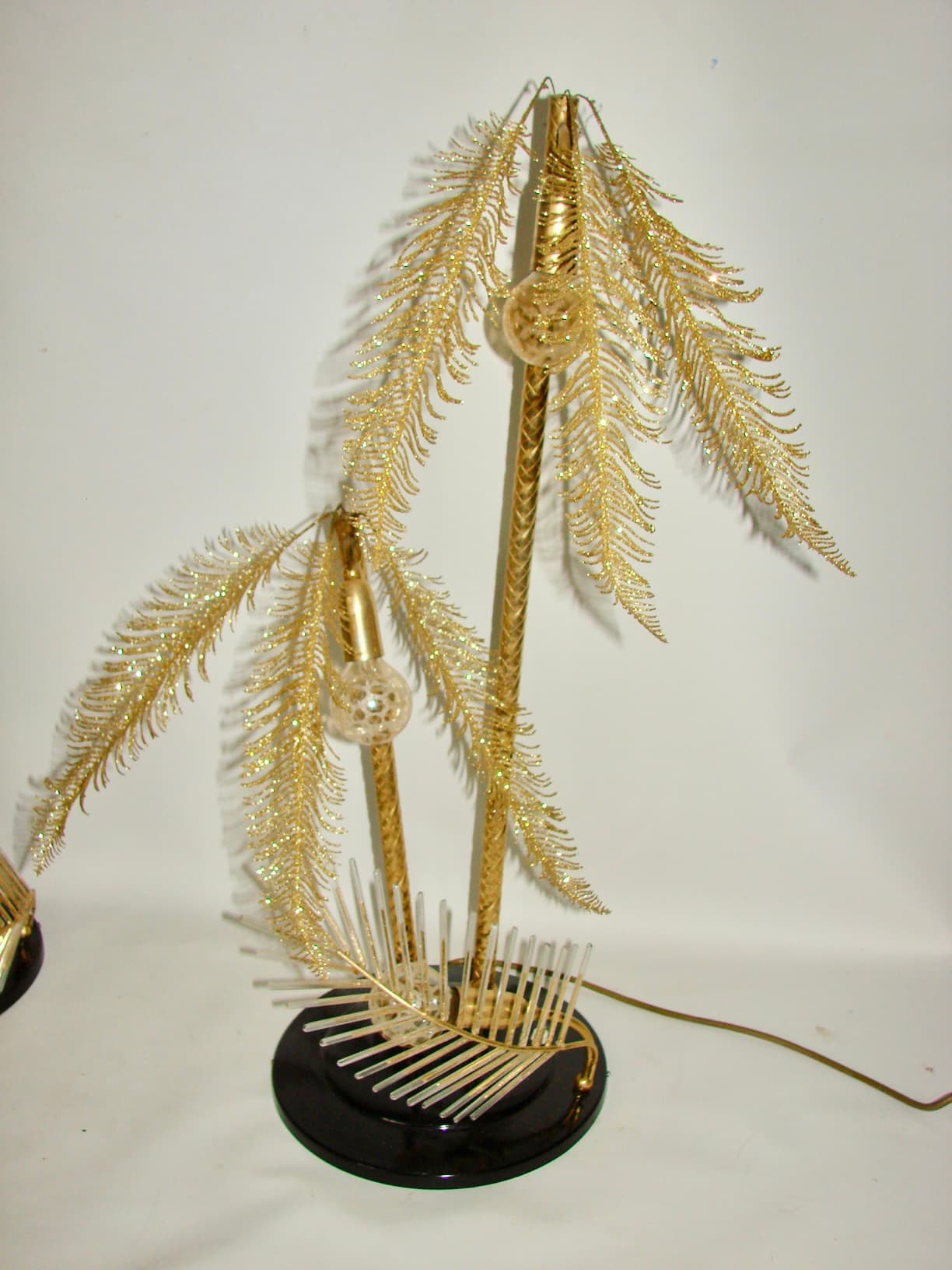 Para lamp nocnych Hollywood Regency, złoty, mosiądz, lata 70. - 89619