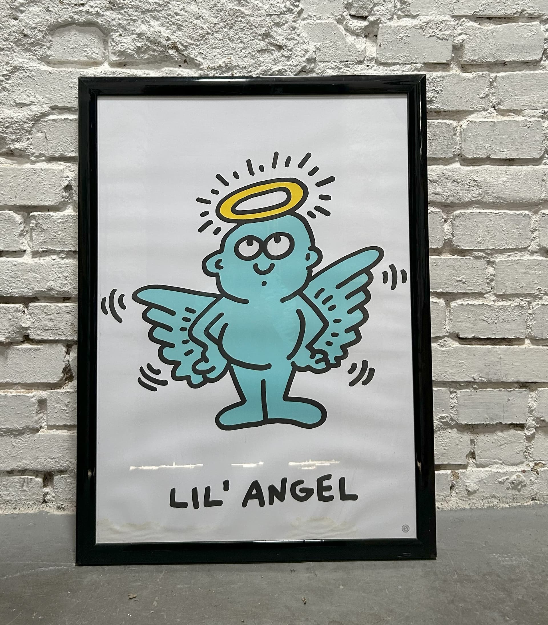 Plakat Lil' Angel 75x55 cm, turkusowy, papier, proj. K. Haring, lata 80. - 89706