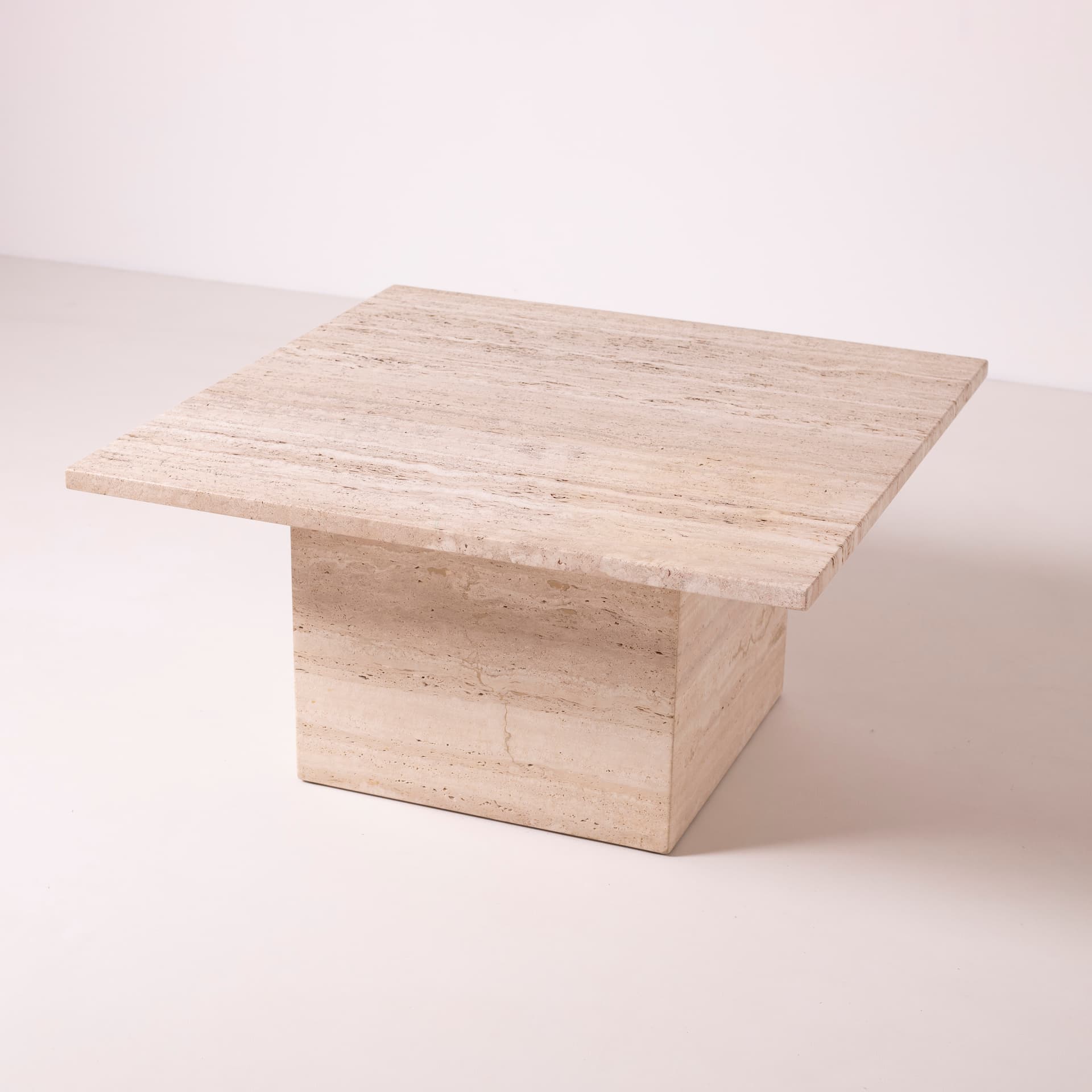 Coffee table, beige travertine, Italy, 1980s. - 89836