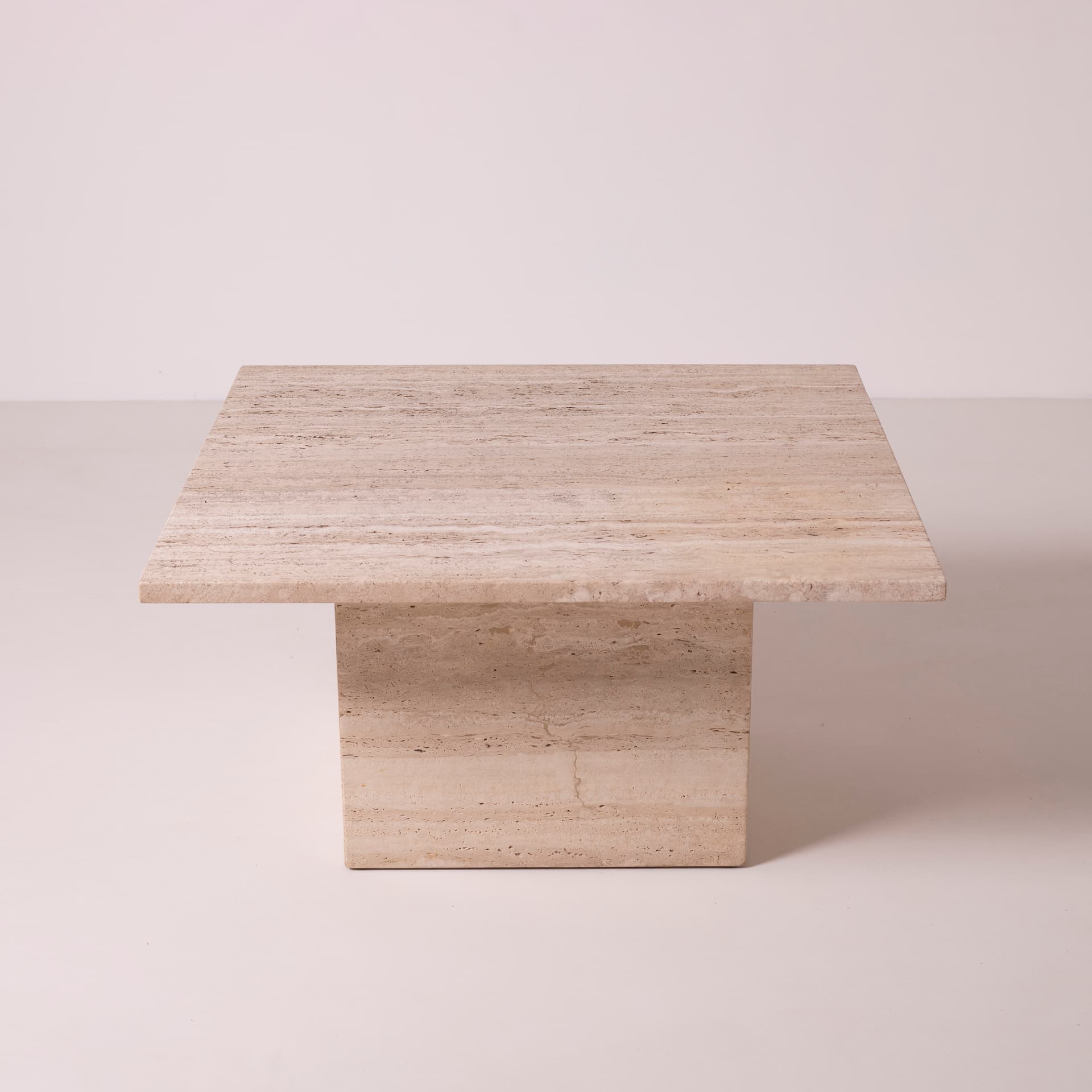 Coffee table, beige travertine, Italy, 1980s. - 89843