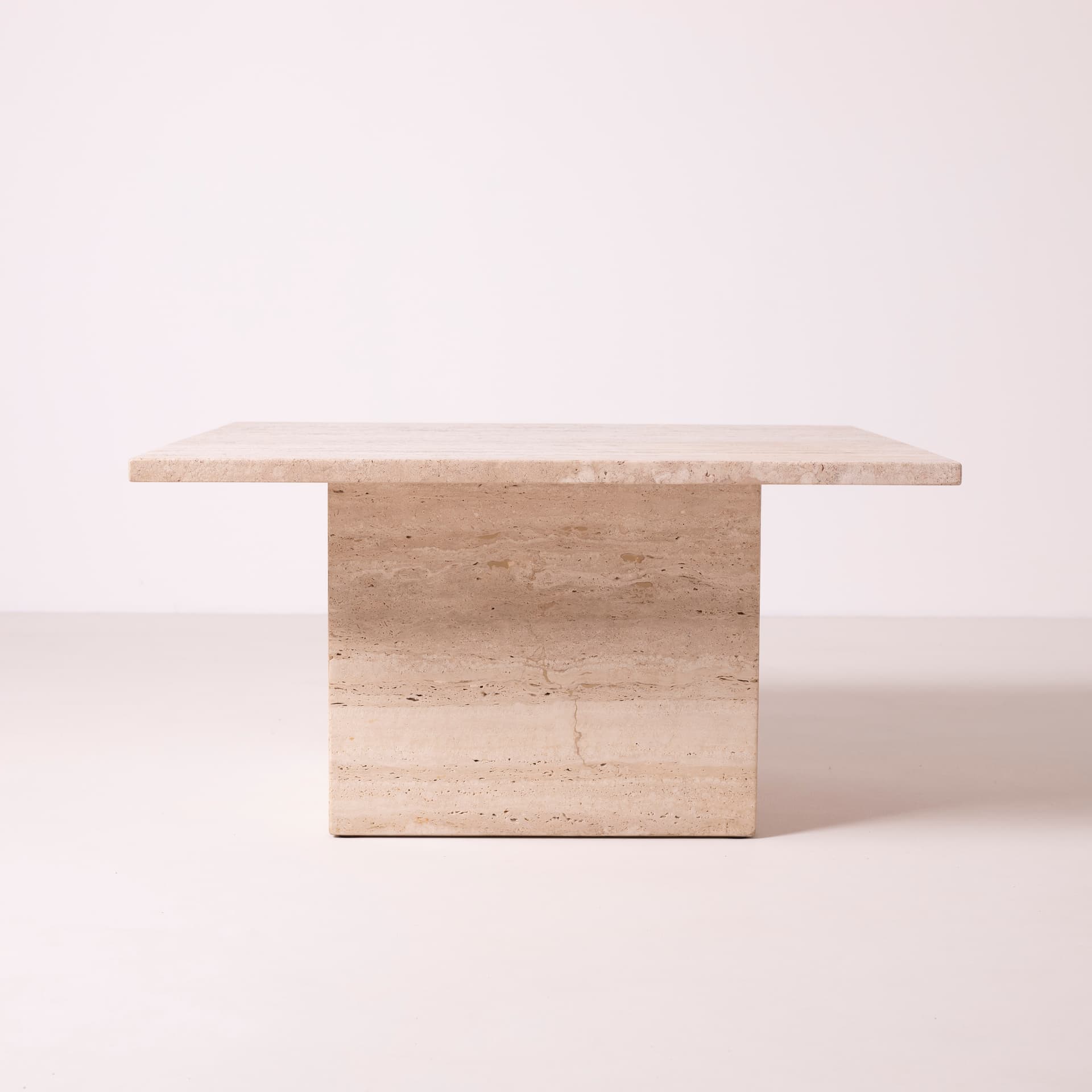 Coffee table, beige travertine, Italy, 1980s. - 89842