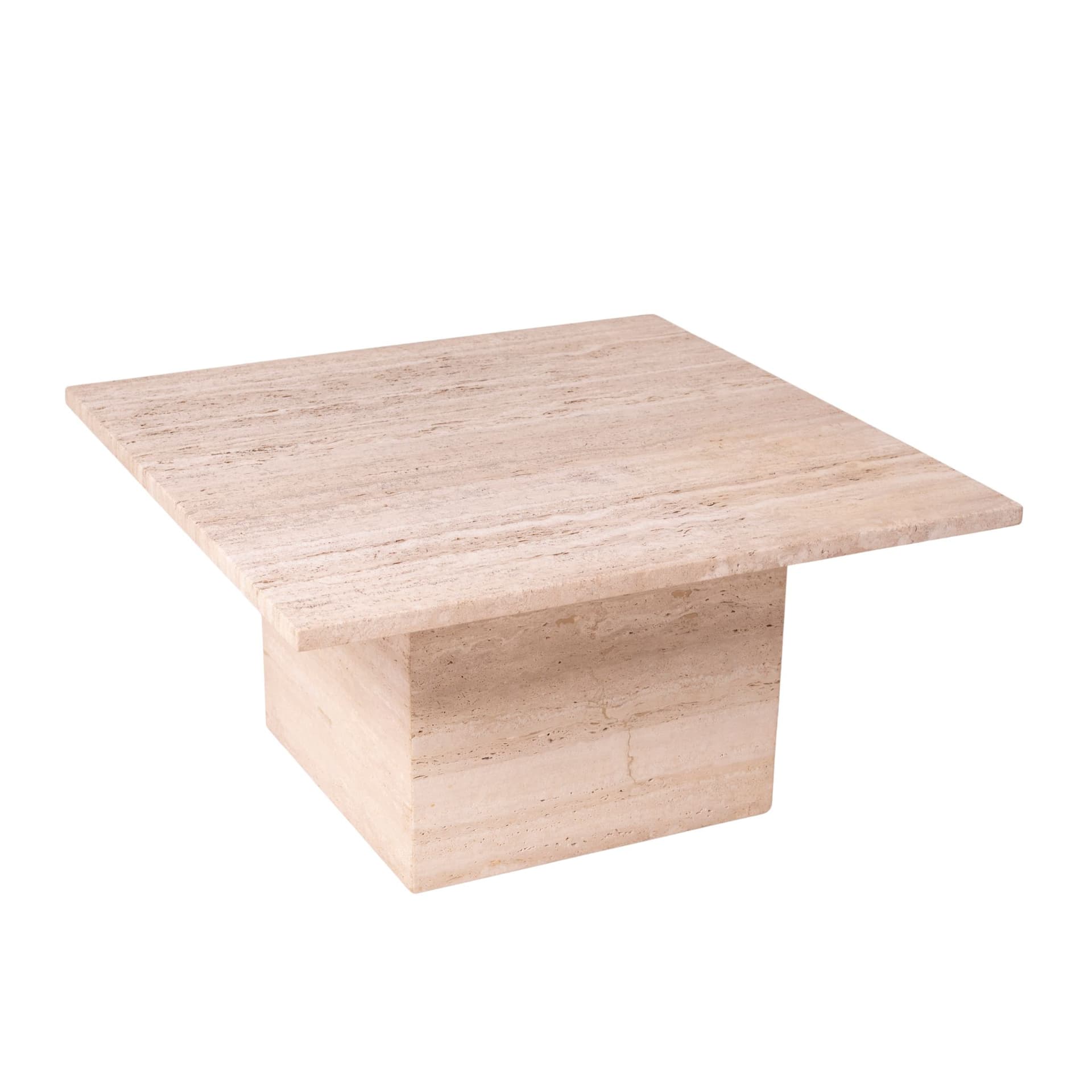 Coffee table, beige travertine, Italy, 1980s.