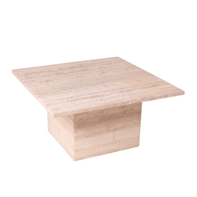 Coffee table, beige travertine, Italy, 1980s. - DIMENSION