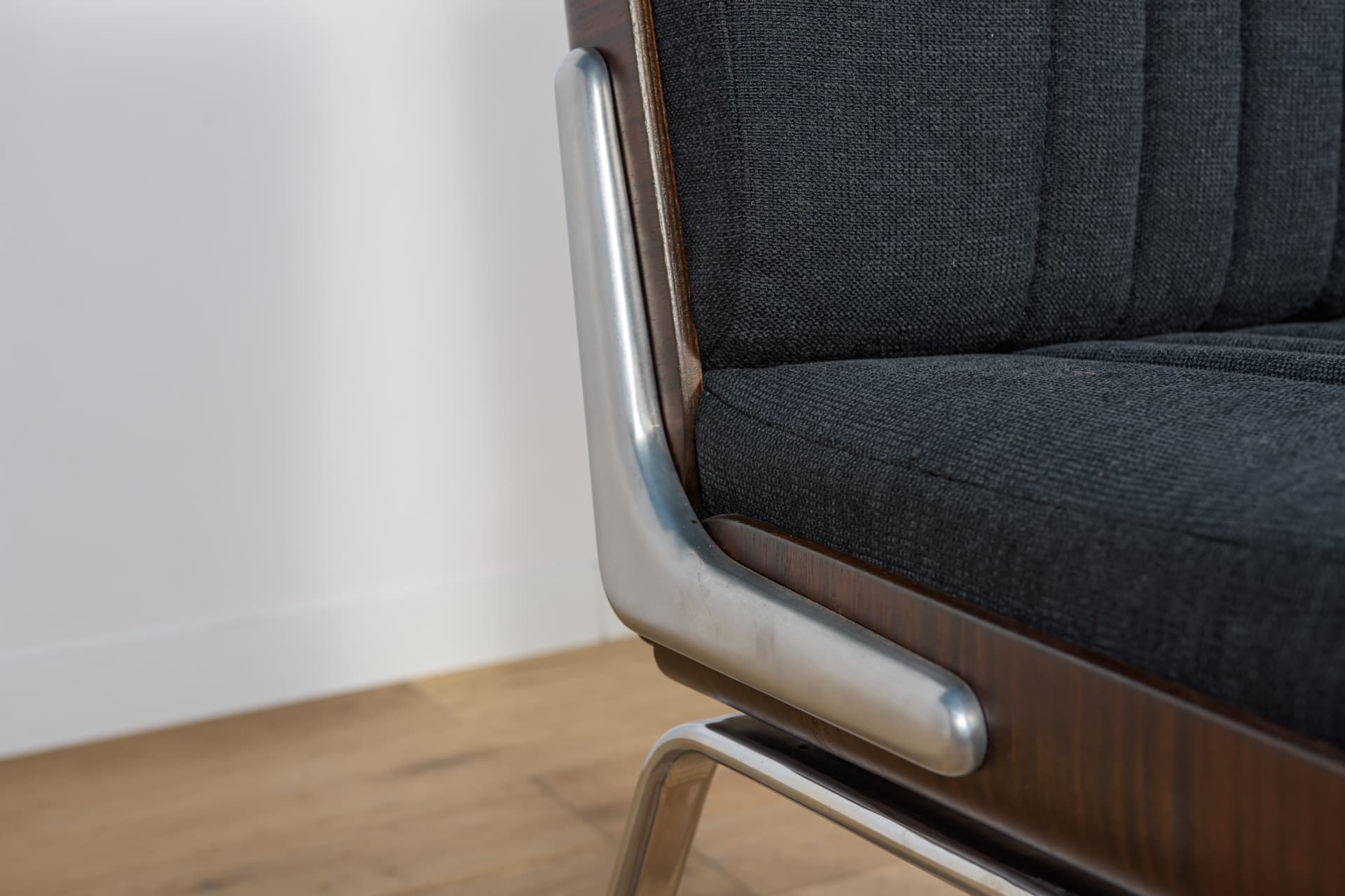 Komplet czterech foteli Chrom & Palisander, Gordon Russel, Wielka Brytania, lata 70. - 89892